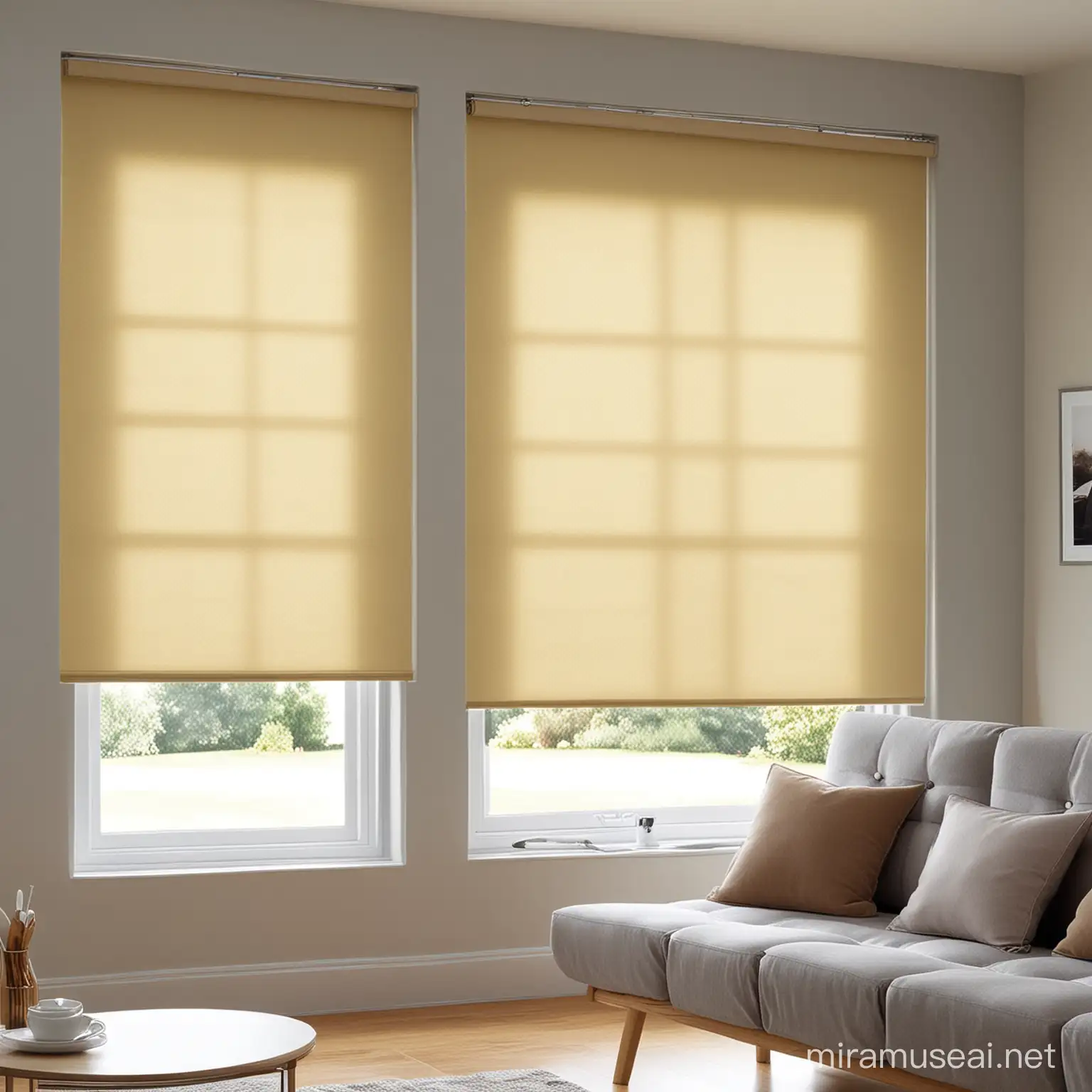 roller blinds in a room