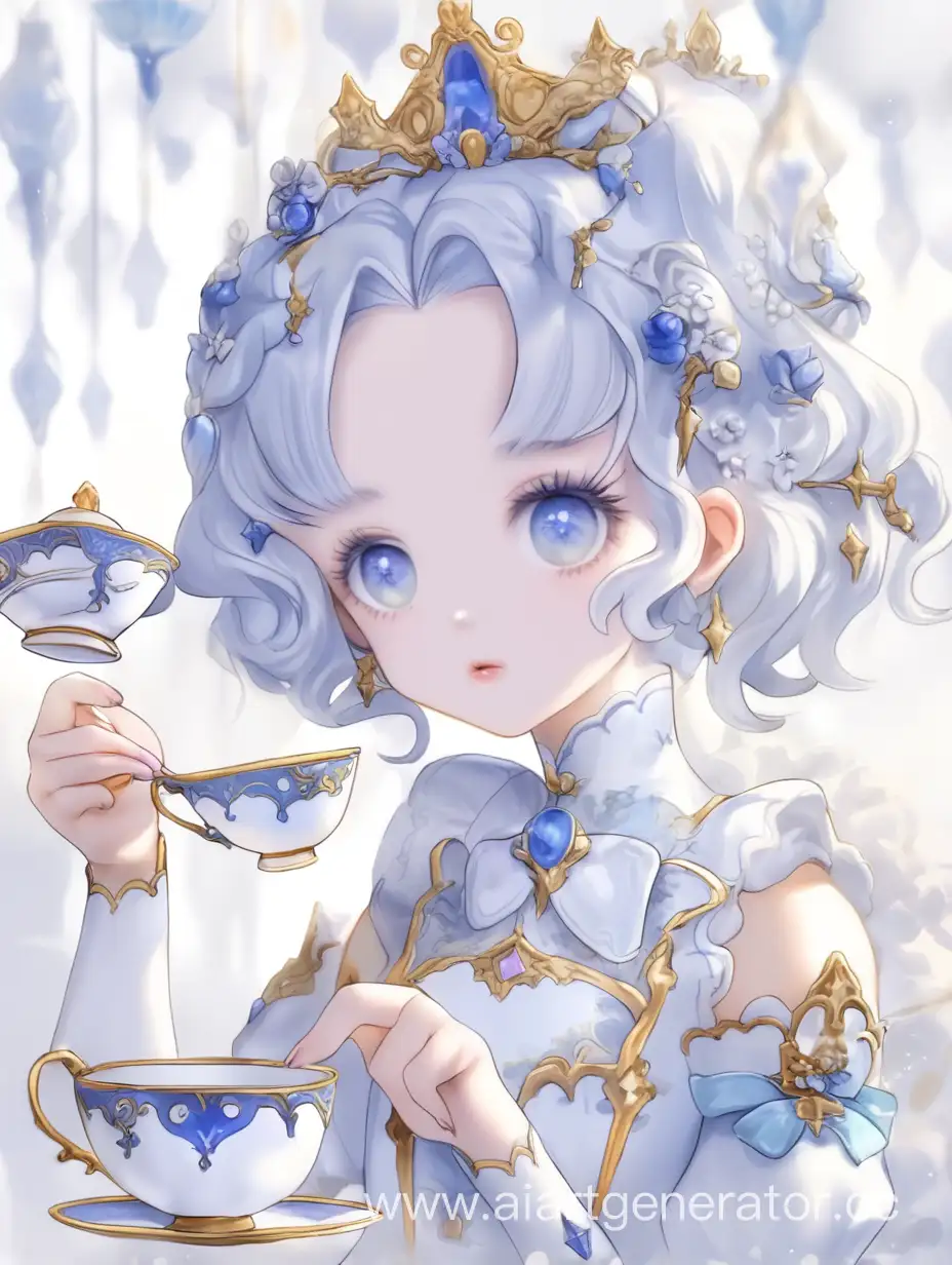Elegant-Porcelain-Princess-with-Teacup-Delicate-Royalty-Sipping-from-Fine-China