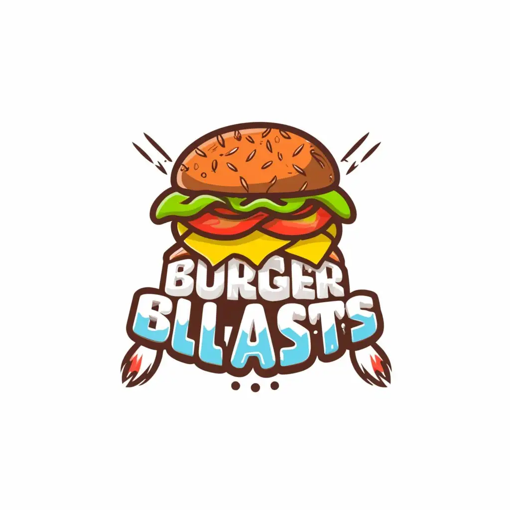 LOGO-Design-For-Burger-Blast-Delicious-Burgers-in-Vibrant-Colors-on-a-Clear-Background