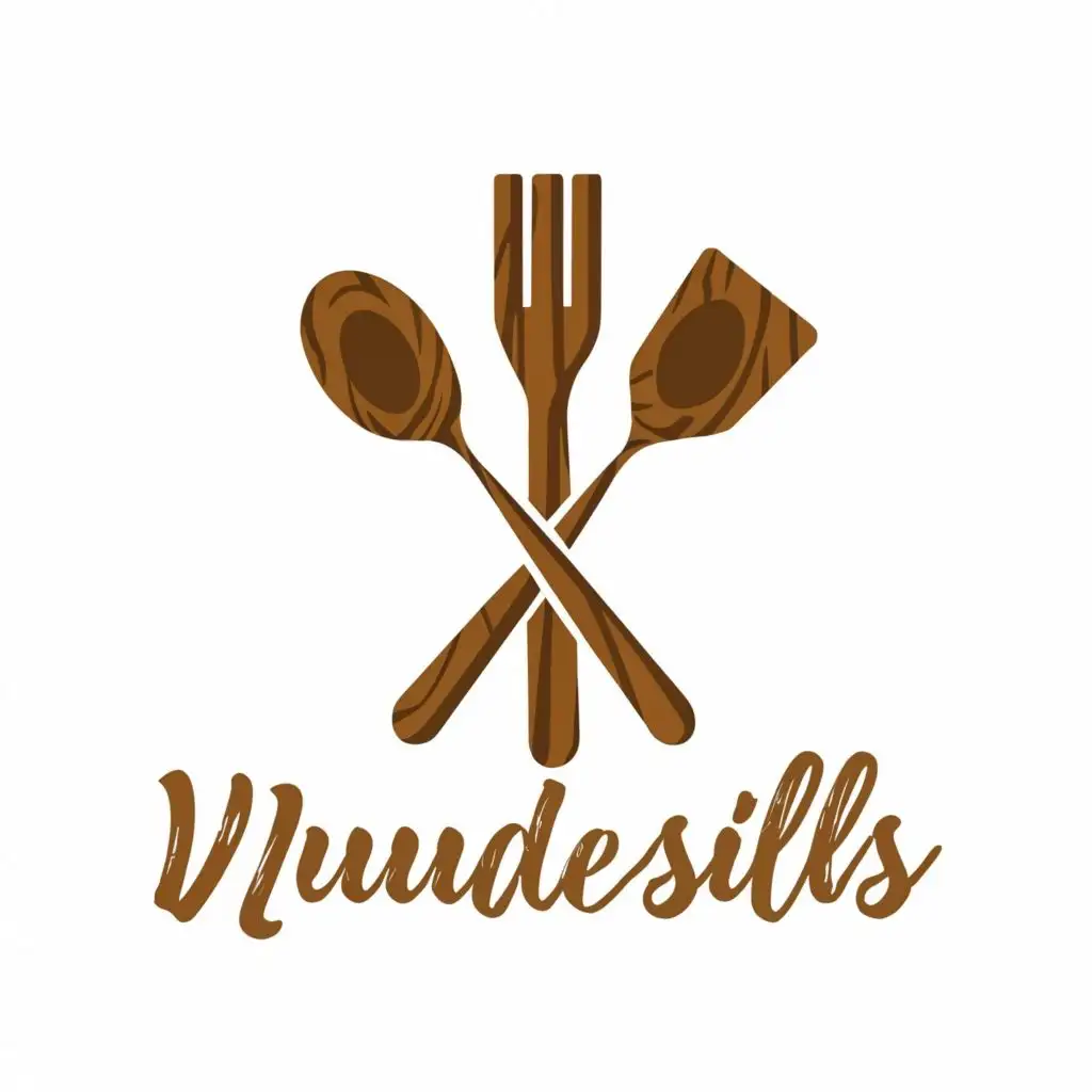 logo, wooden utensils, with the text "Wuudensils", typography, be used in Restaurant industry