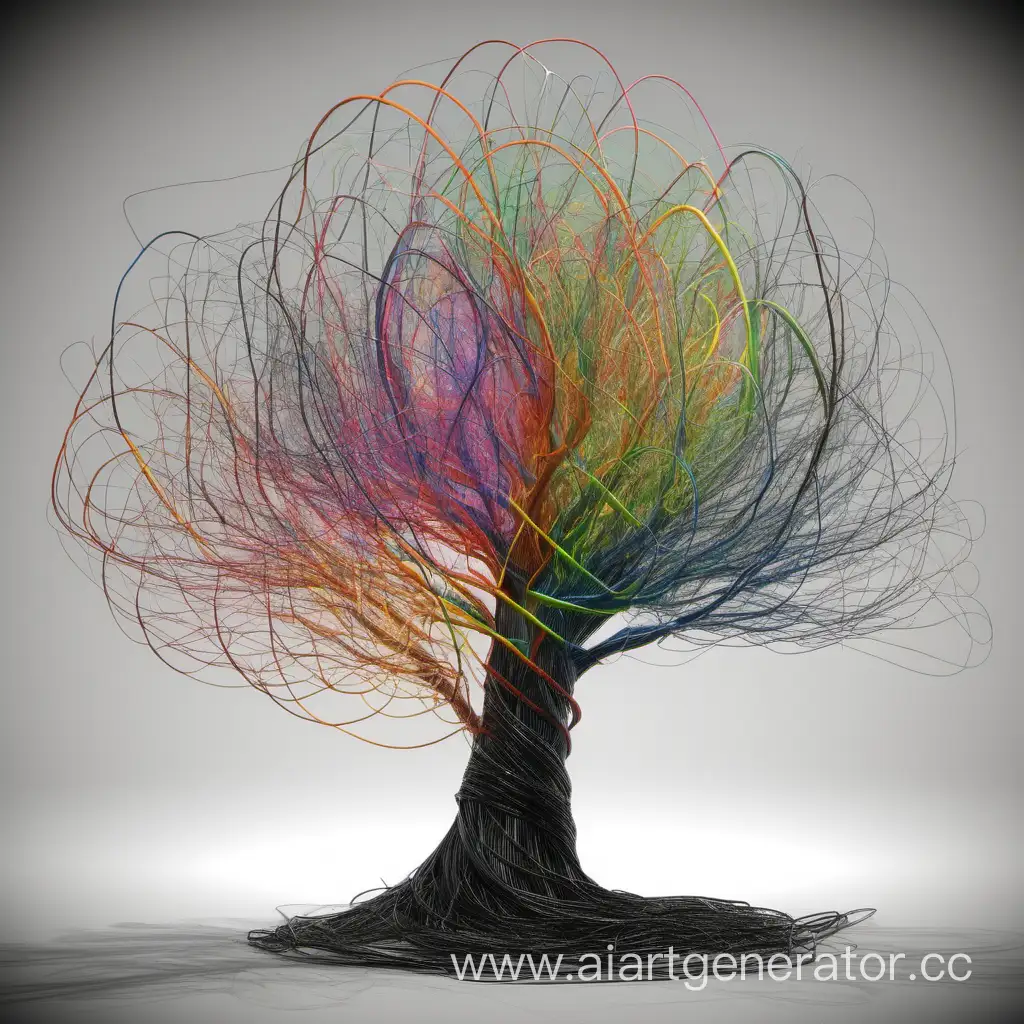 tree with colored twisted wires inside