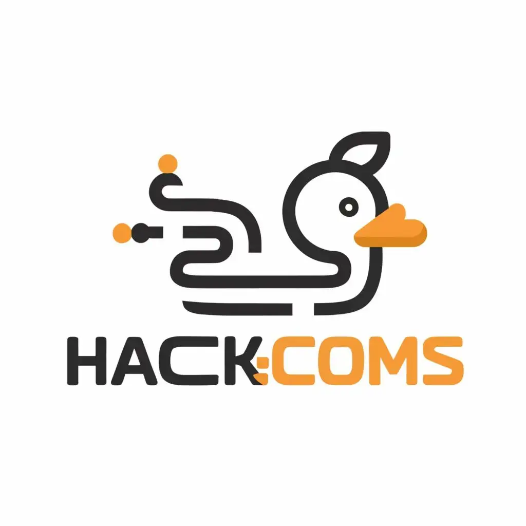 logo, decode, duck, with the text "HACK.COMS", typography, be used in Technology industry