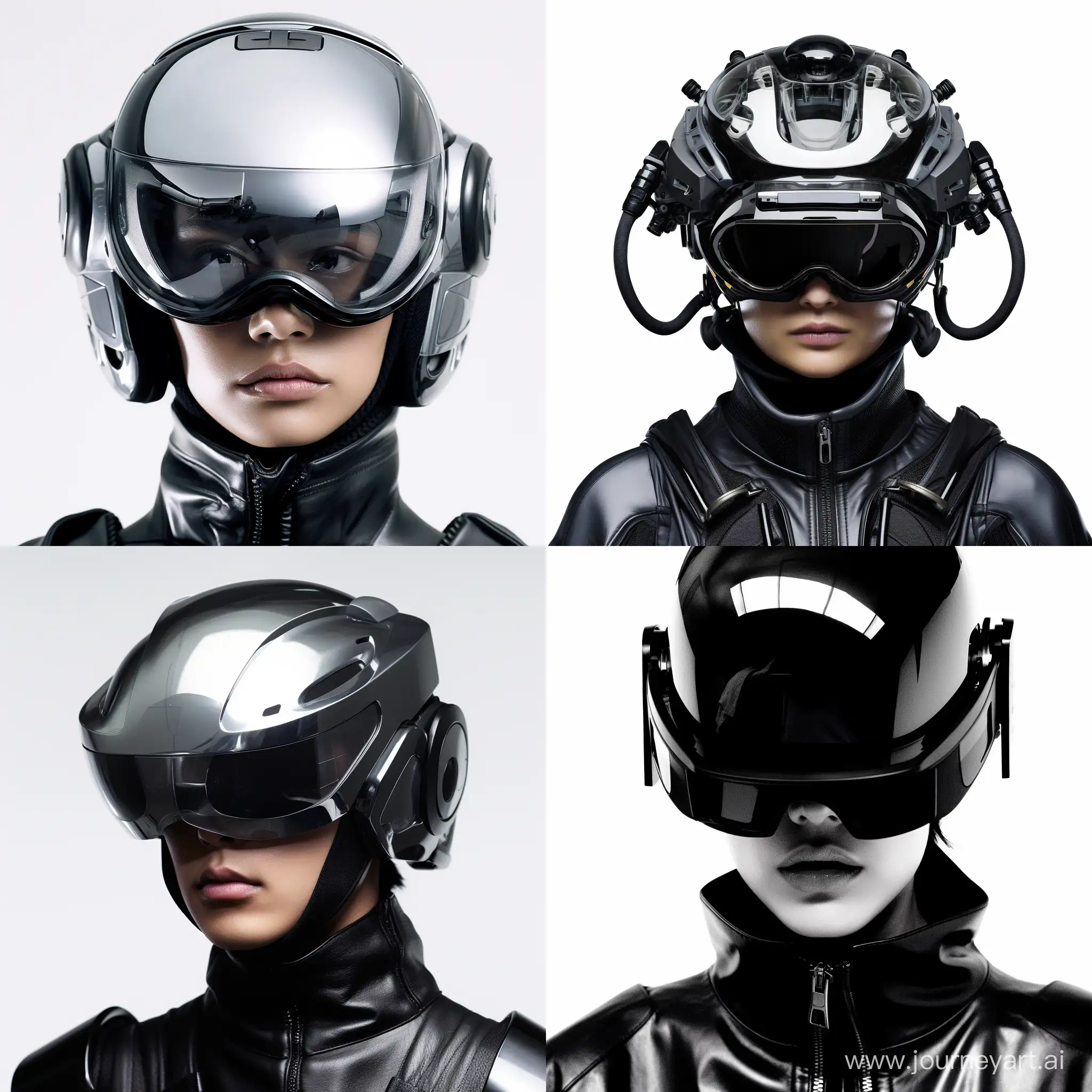  Imagine futur fashion photoshoot on white background , precision in design, a man in dark, voluminous, futuristic clothes, in an ultra-technological high-tech helmet with a large dark tinted visor, anamorphic lens, ultra realistic, hyber detailed, fashioncore, modelcore, portrait photo captured Mario Testino. use sony a7 II camera with an 30mm lens fat F.1.2 aperture setting to blur the background and isolate the subject. use distinctive lighting on the subject’s shot. The image should be shot in ultra-high resolution. Use the Midjourney v5 with photorealism mode turned on to create an ultra-realistic image, 8k, --ar 1:1 --v 5.1