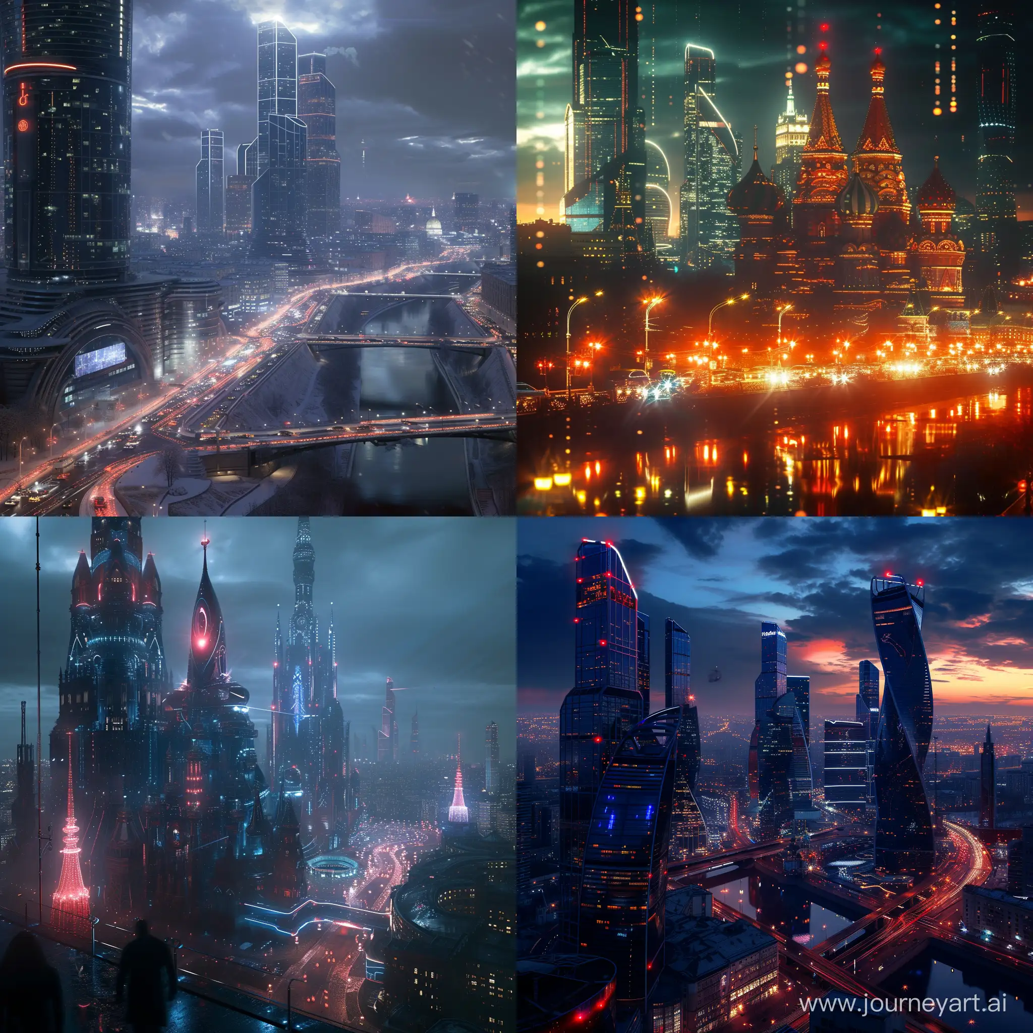Futuristic Moscow, ultra-LED lighting and backlight, in cinematic style