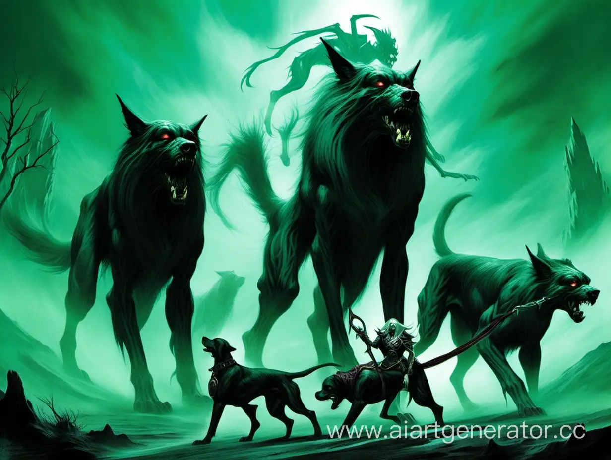 Nighthaunt beastmaster with two giant hounds.
