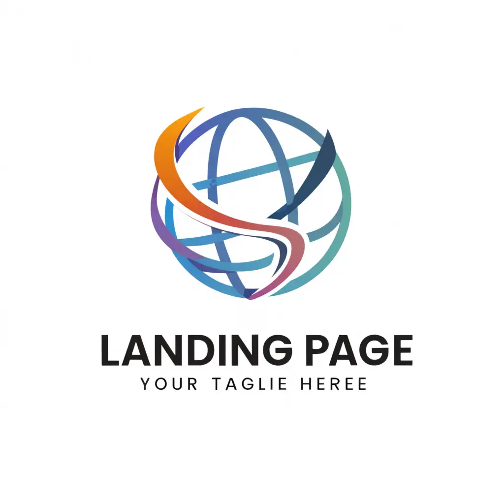 a logo design,with the text "Landing Page", main symbol:a globe shape with a blue colour. Maybe add a few shapes in the background.,Moderate,be used in Retail industry,clear background