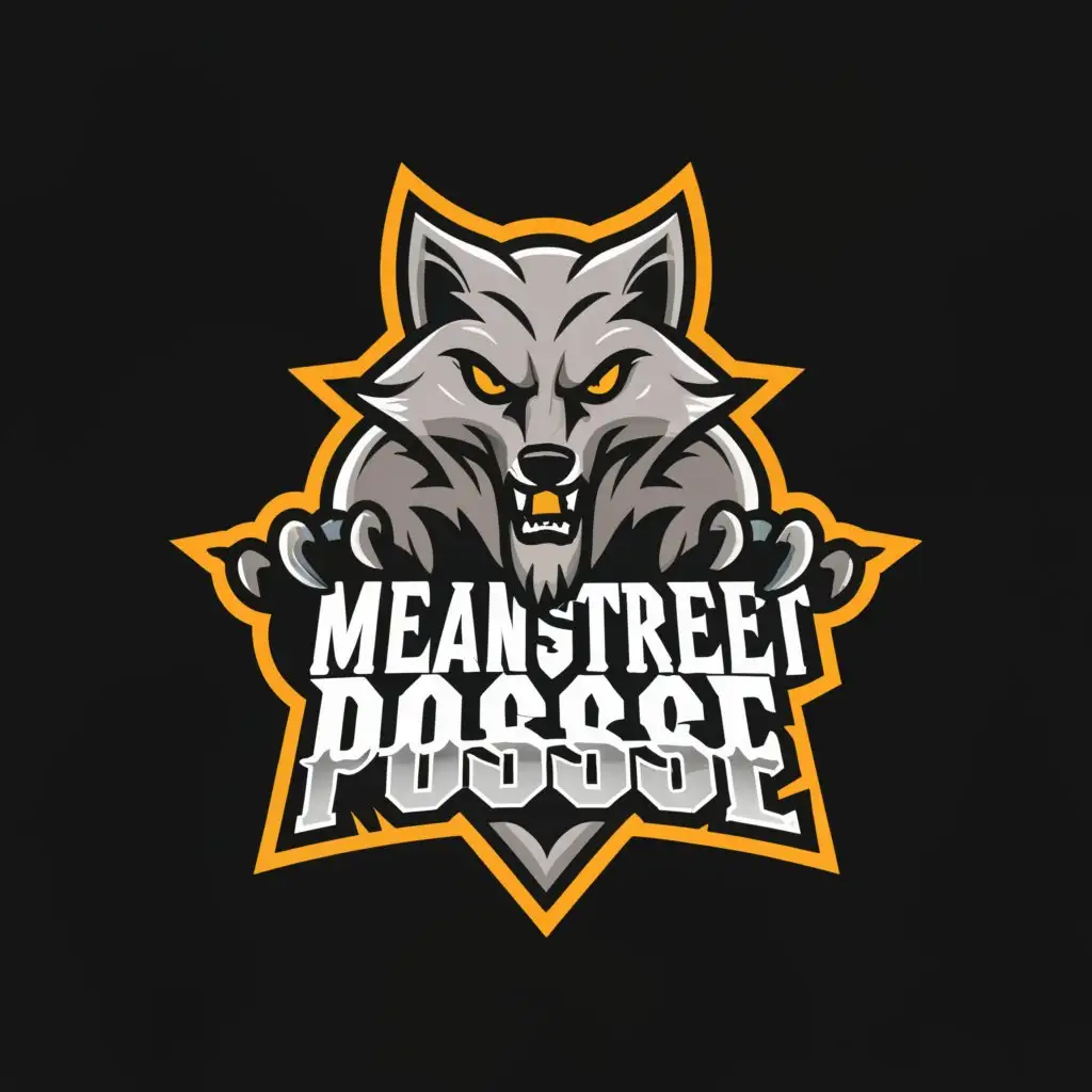 a logo design,with the text "MEAN STREET POSSE", main symbol:street/wolf,Moderate,clear background