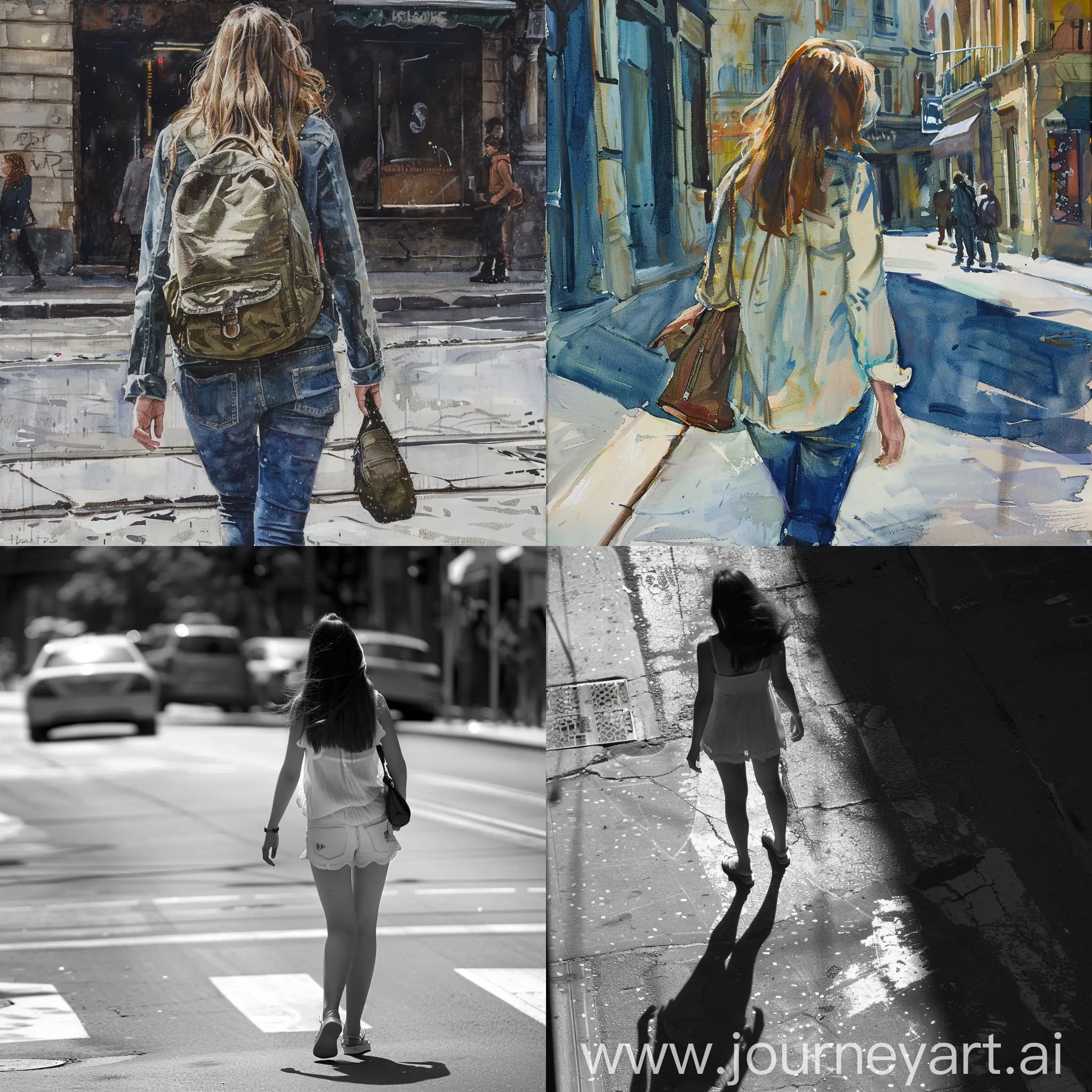 Girl walking on the street