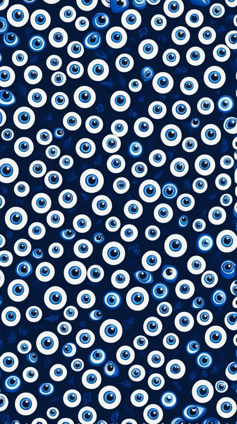 Mesmerizing Ongoing Pattern of Blue and White Evil Eyes