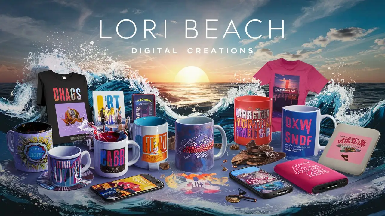 Digital Creative Products Featuring Lori Beach Designs Vibrant Mugs and TShirts