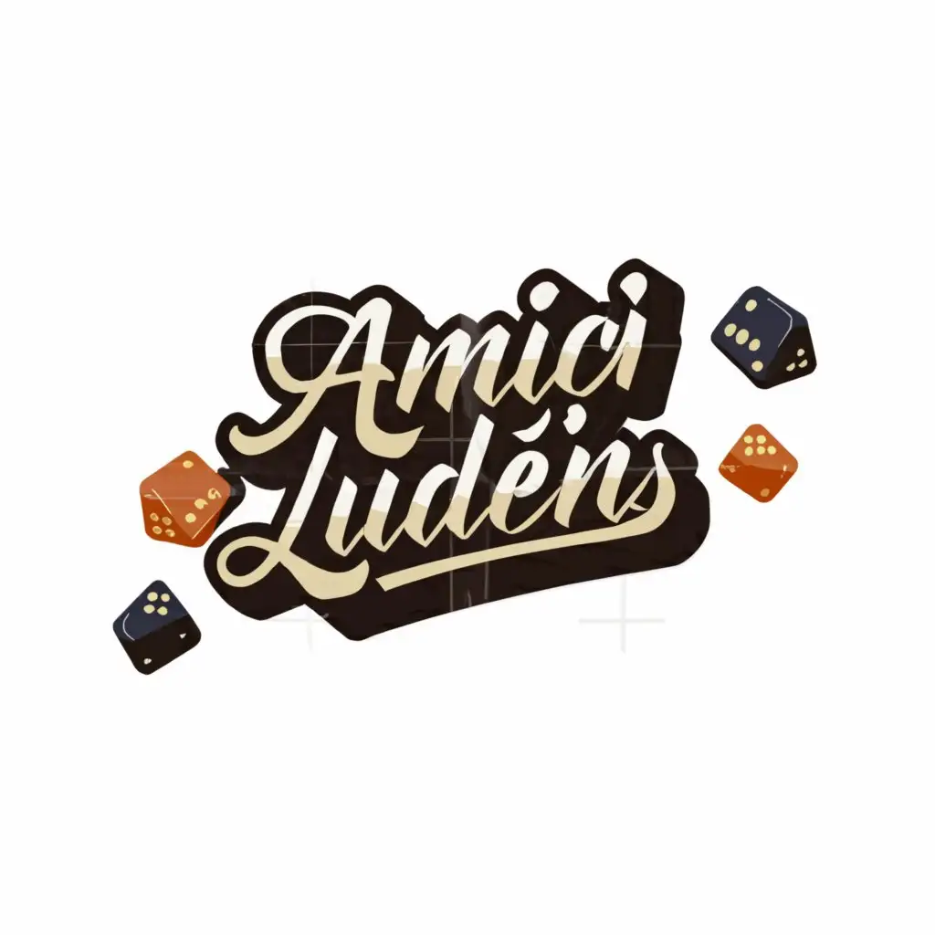 a logo design,with the text 'Amici Ludens', main symbol:Dice ,Moderate,be used in Home Family industry,clear background