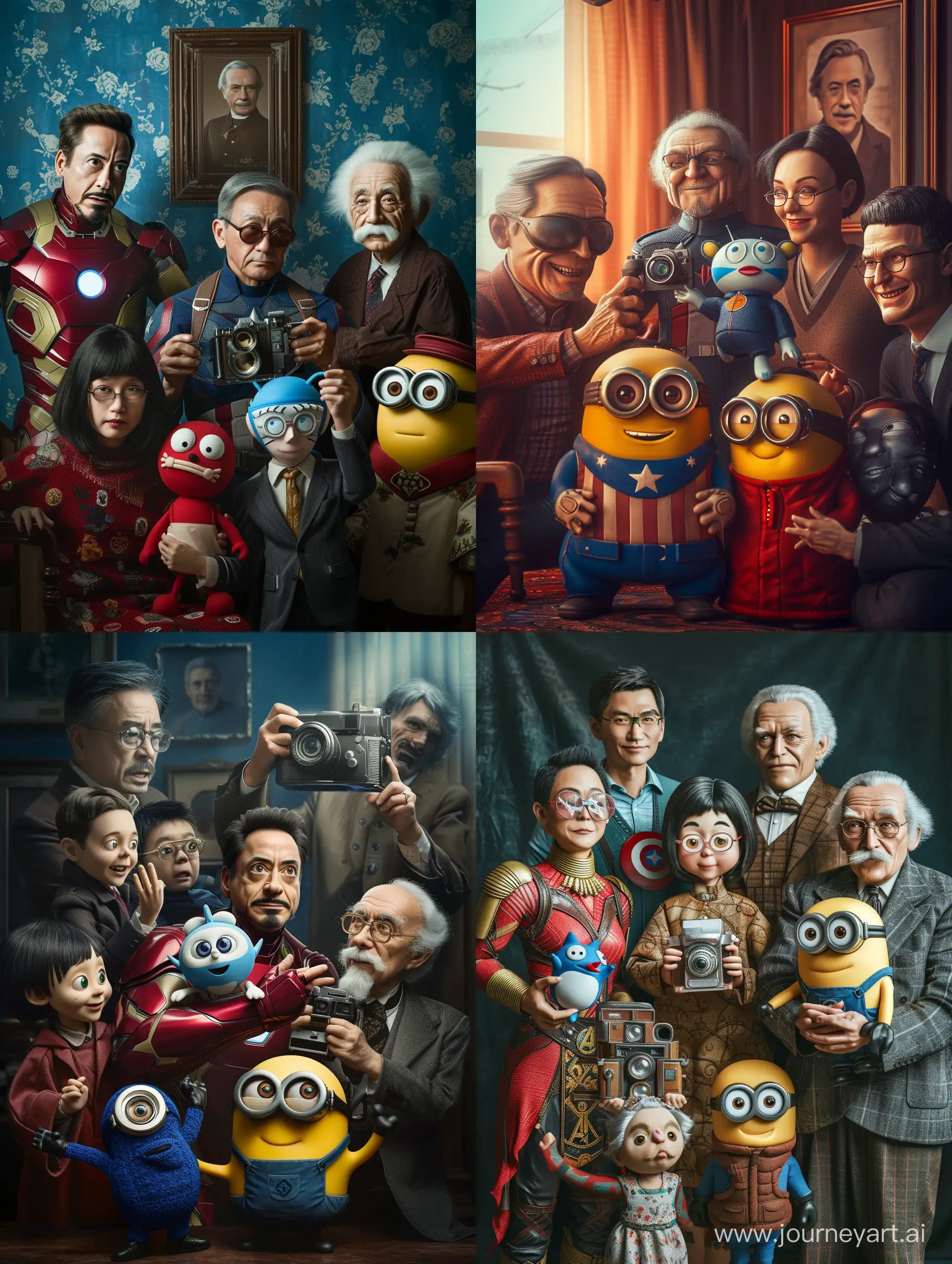 Multigenerational-Family-Portrait-with-Marvel-Avengers-Minion-Doraemon-and-Naruto-Characters