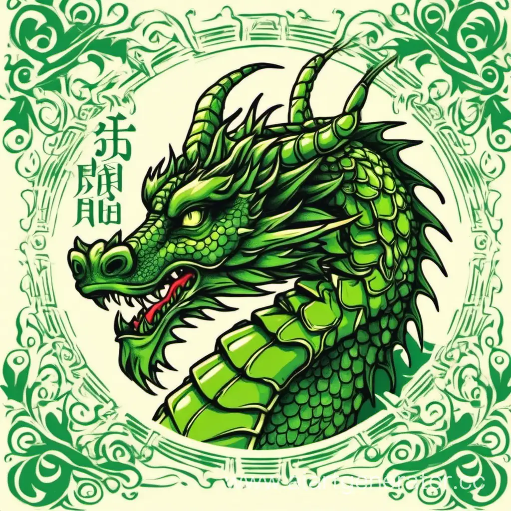 Holiday card for the new year of the green dragon