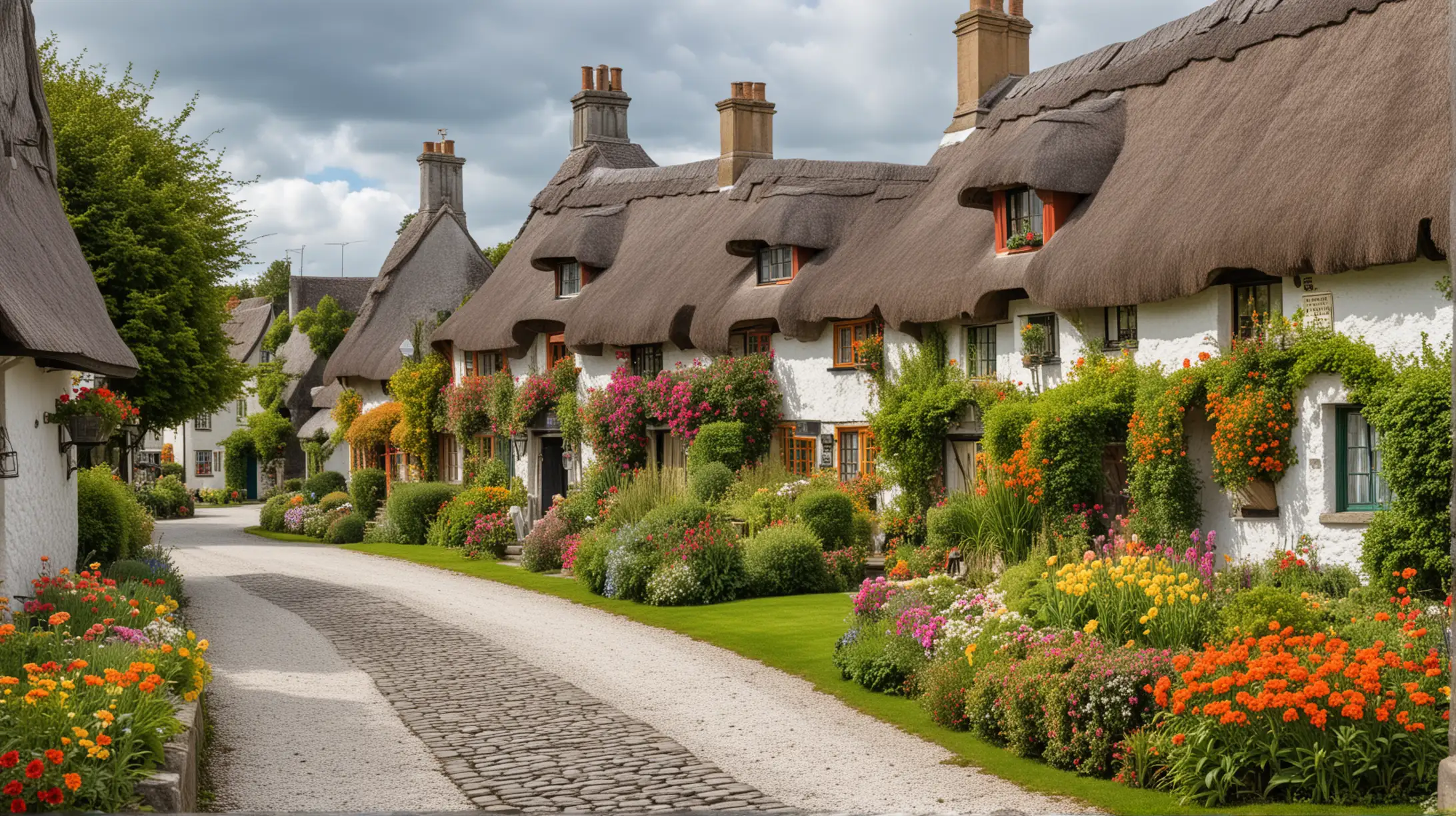 he picturesque village of Adare, with its thatched cottages and colorful garden