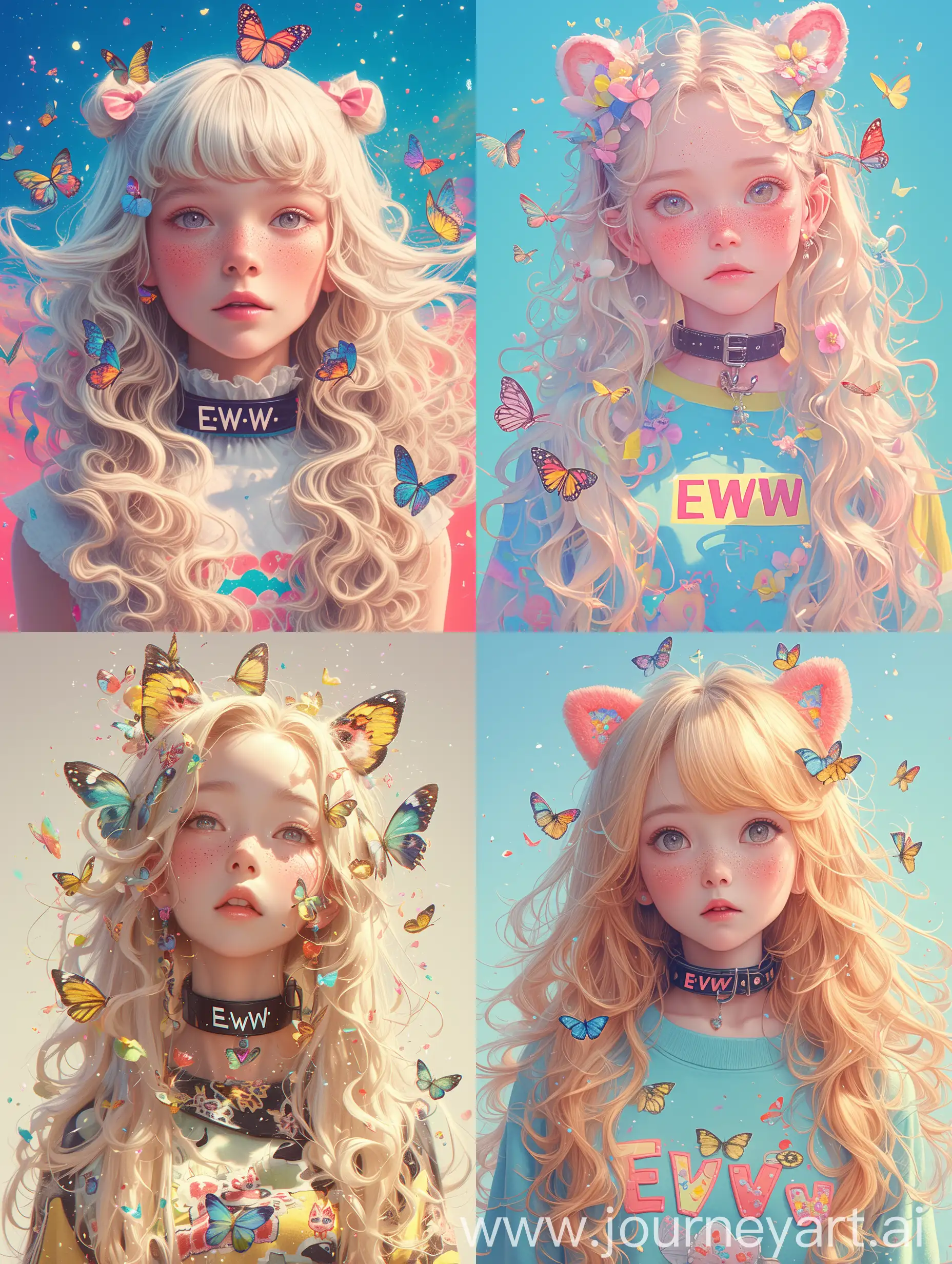 Enchanting-Anime-Girl-with-Freckles-and-Butterfly-Collar-in-Surreal-Realistic-Scene
