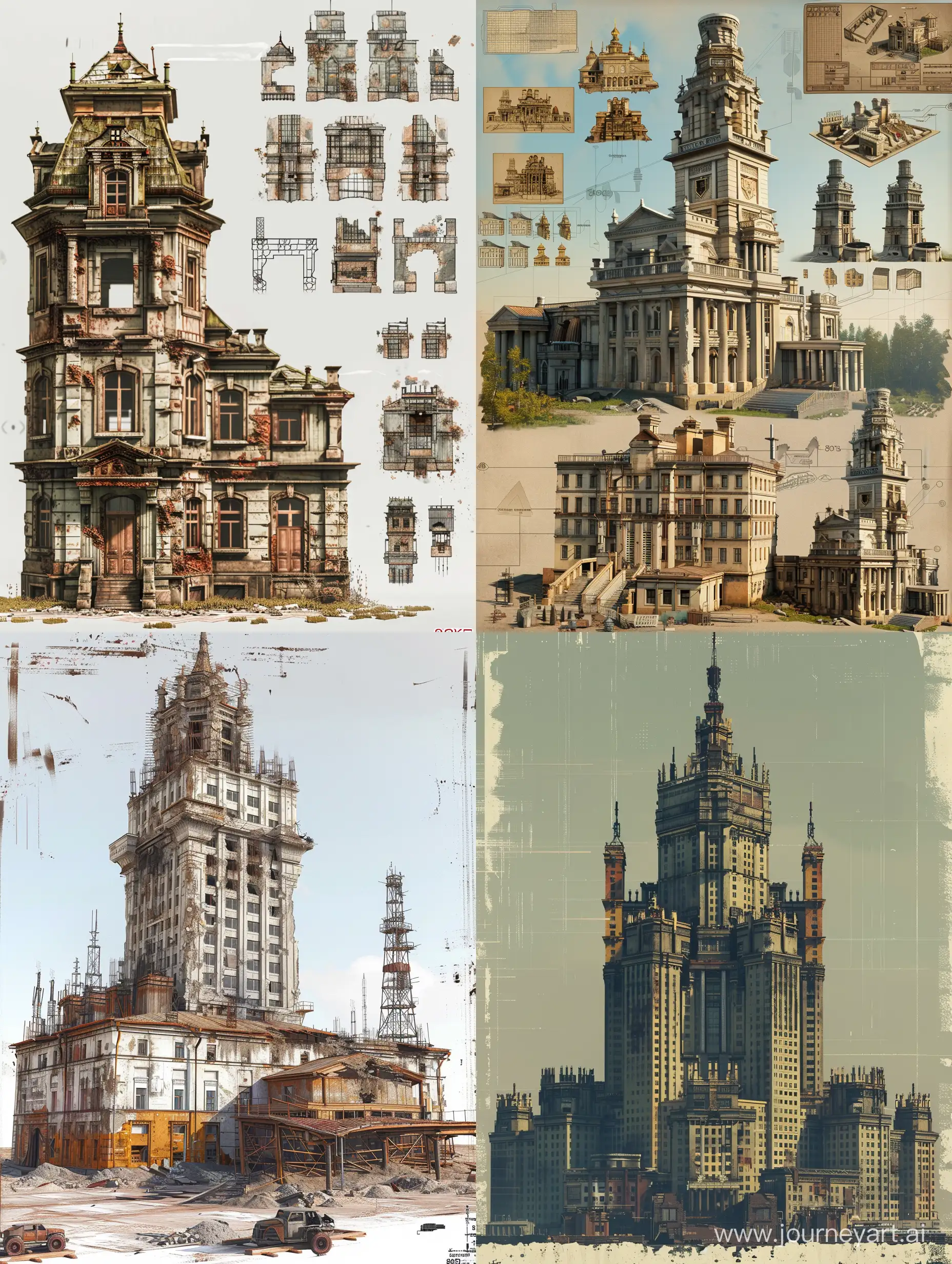 PostApocalyptic-Cyberpunk-Cityscape-with-Russianstyle-House-and-Tower-of-the-Future