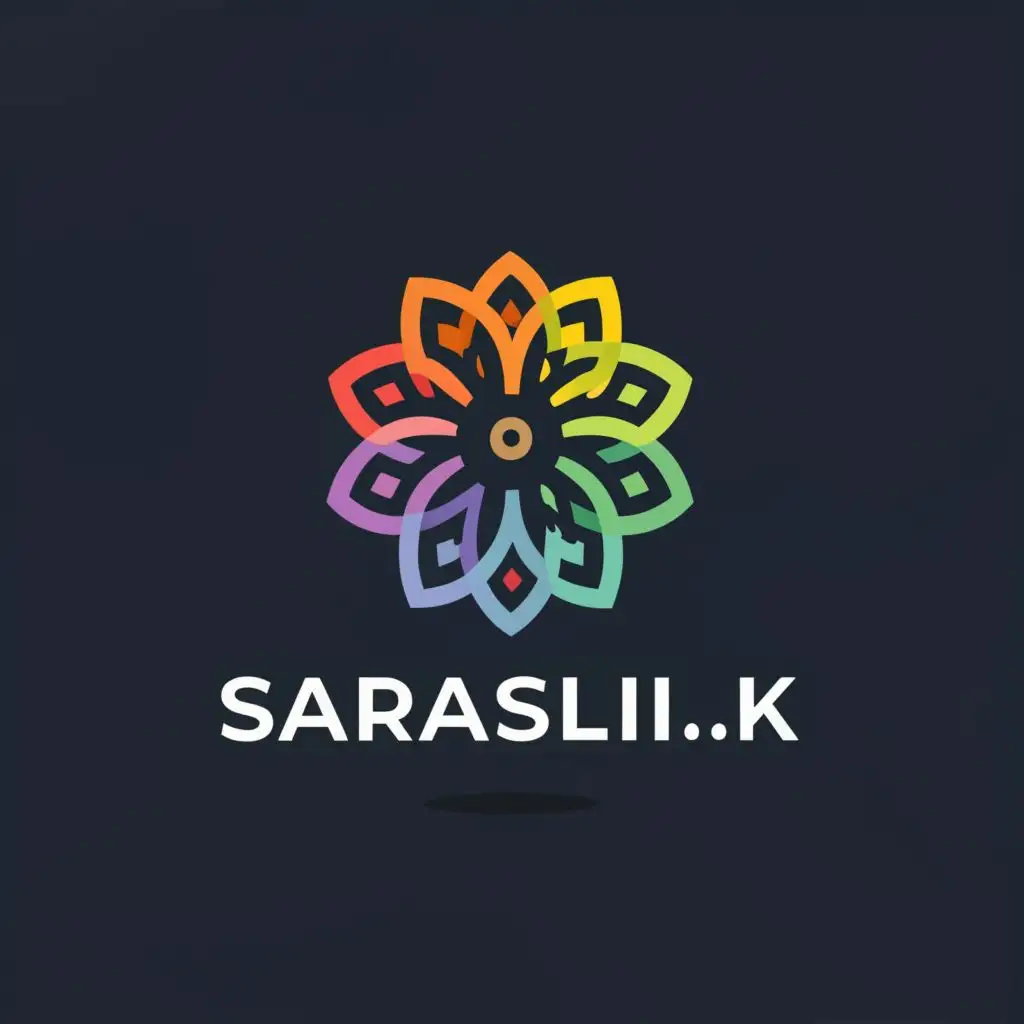 logo, logo name with colorful 8 petals simple flower, with the text "sarasili.lk", typography, be used in Events industry