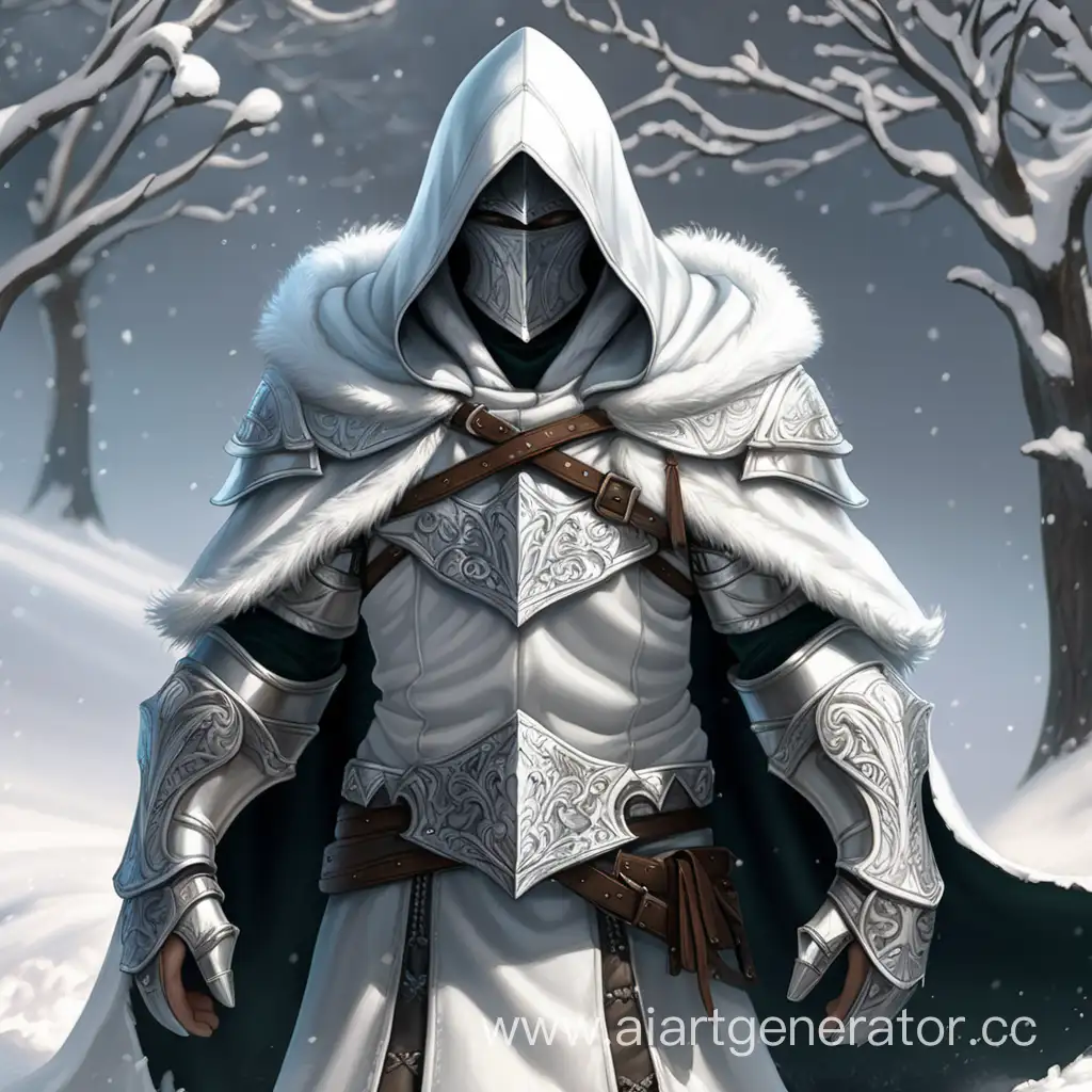 Epic-Fantasy-Warrior-in-White-Hooded-Armor-Battling-in-Snow