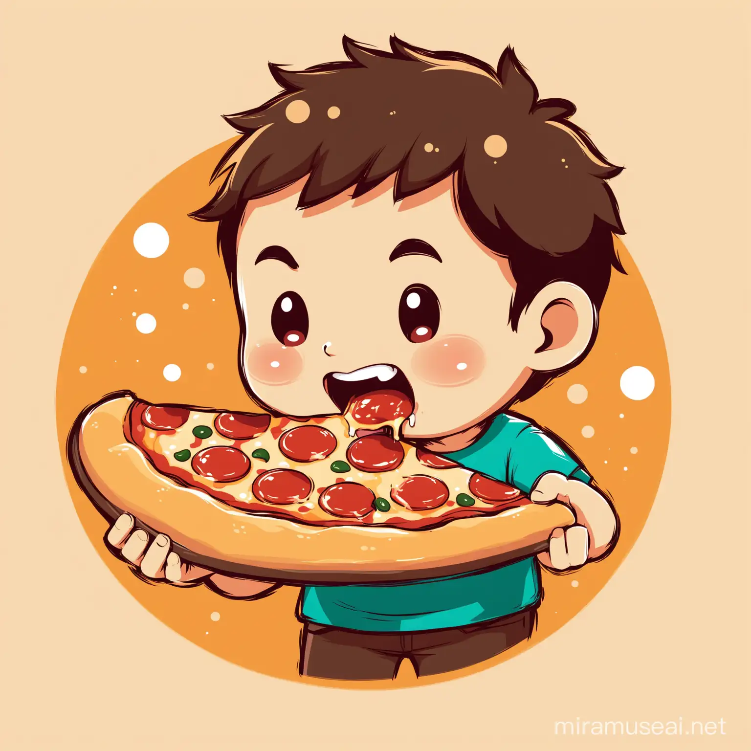 a boy bite pizza vector design 

