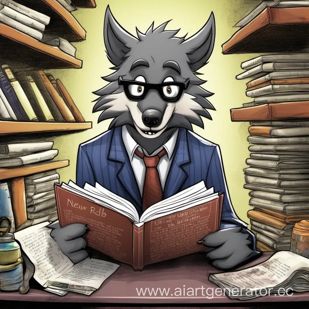 Фурри волк читает новый свод правил
