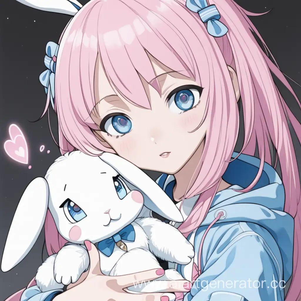 Adorable-Anime-Girl-with-Pink-Hair-Holding-Cute-White-Bunny