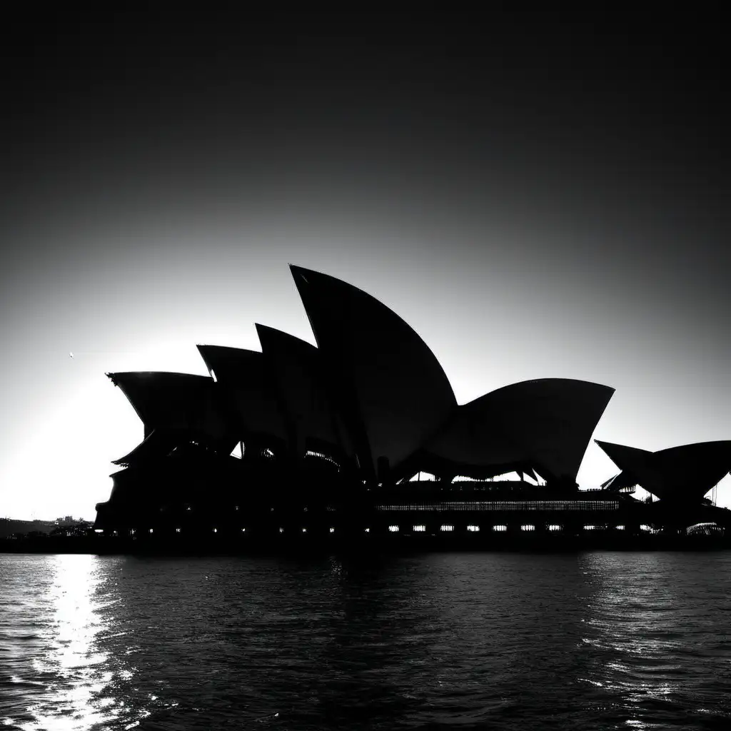 Elegant Black and White Opera House Silhouette