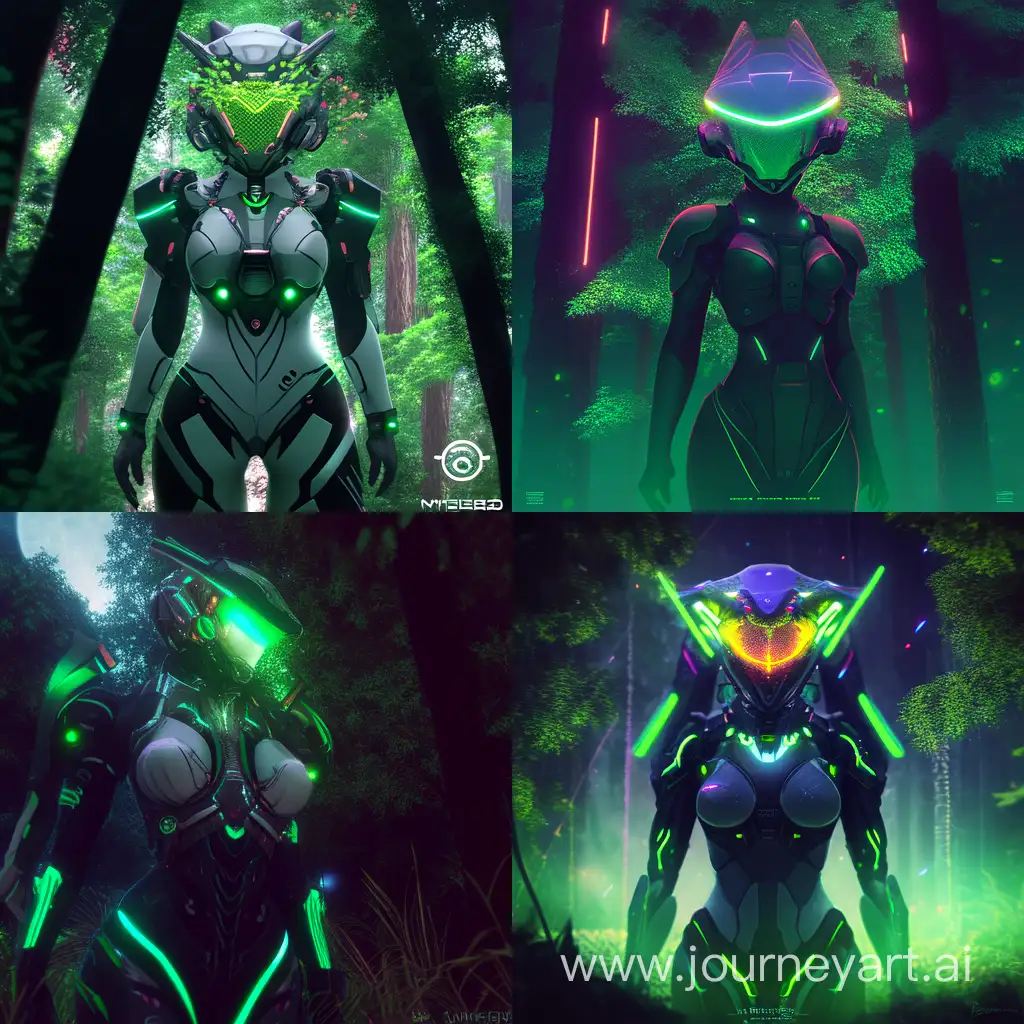 Confident-Cyborg-Woman-with-Glowing-Enhancements-in-Futuristic-Forest