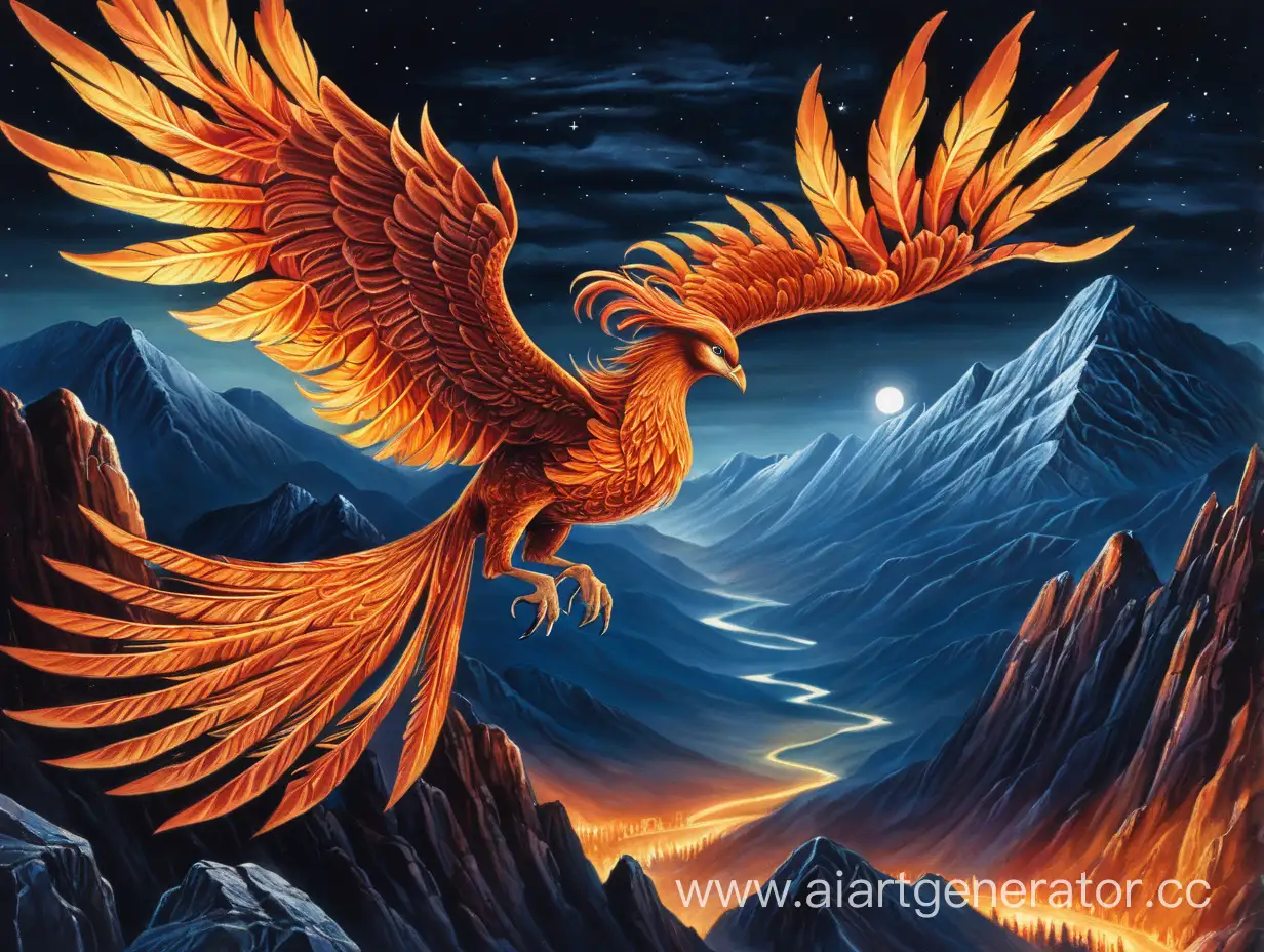 Majestic-Night-Flight-of-the-Phoenix-Over-Mountains