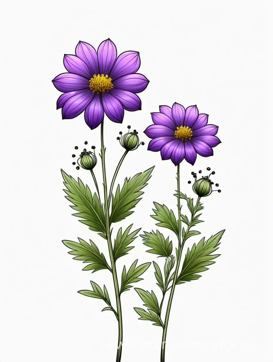Unique-Purple-Wildflower-Cluster-4K-HighQuality-Botanical-Lines-Art
