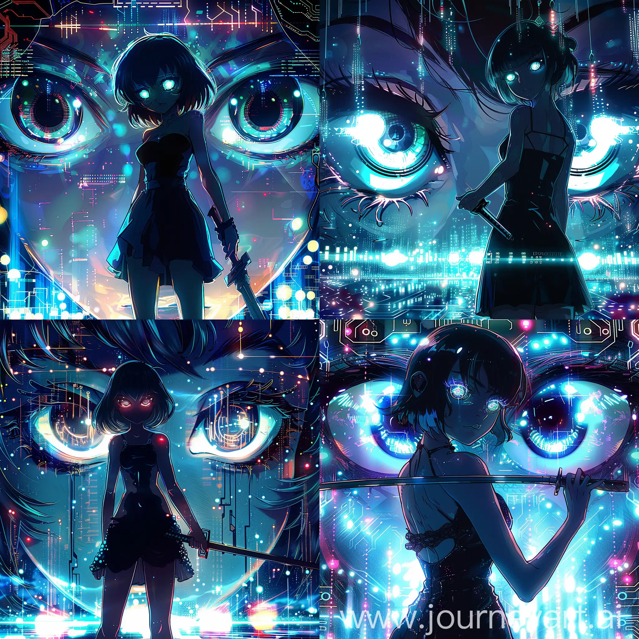Cyberpunk-Anime-Girl-with-Glowing-Eyes-and-Sword-in-Digital-Landscape
