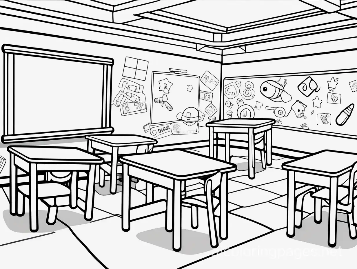 say no vandalism
classroom background
, Coloring Page, black and white, line art, white background, Simplicity, Ample White Space. The background of the coloring page is plain white to make it easy for young children to color within the lines. The outlines of all the subjects are easy to distinguish, making it simple for kids to color without too much difficulty