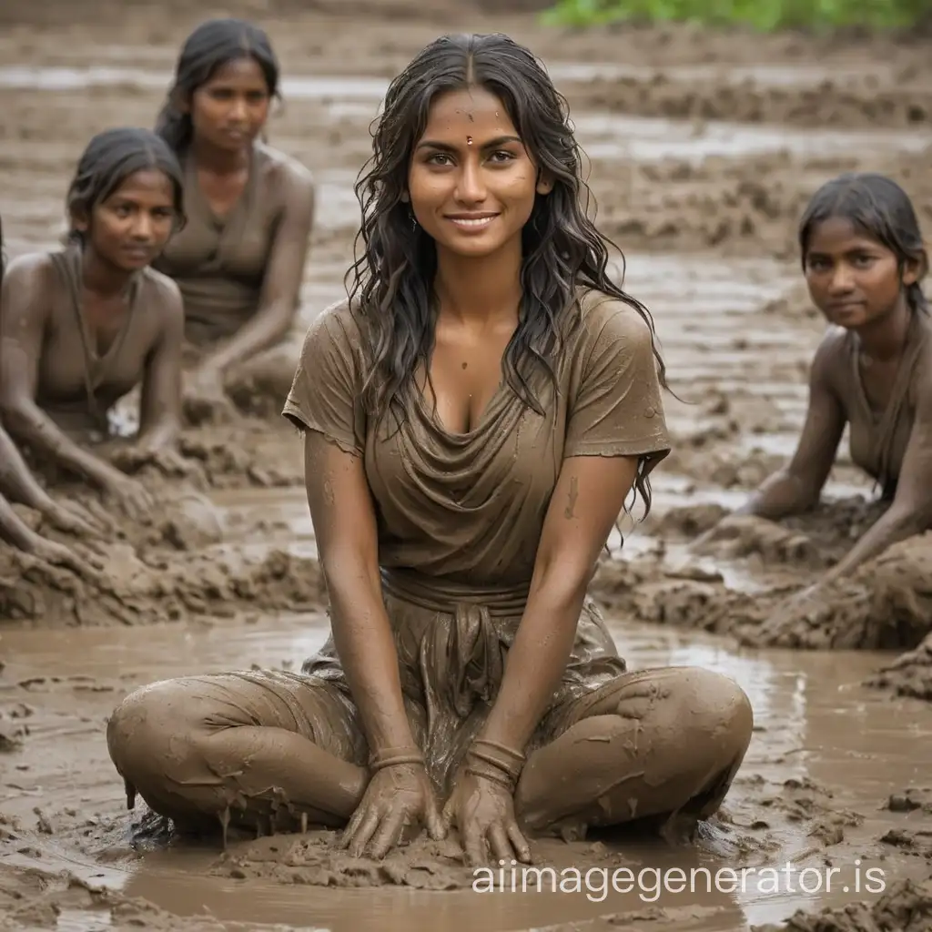 A woman godness creates 5 persons by mud