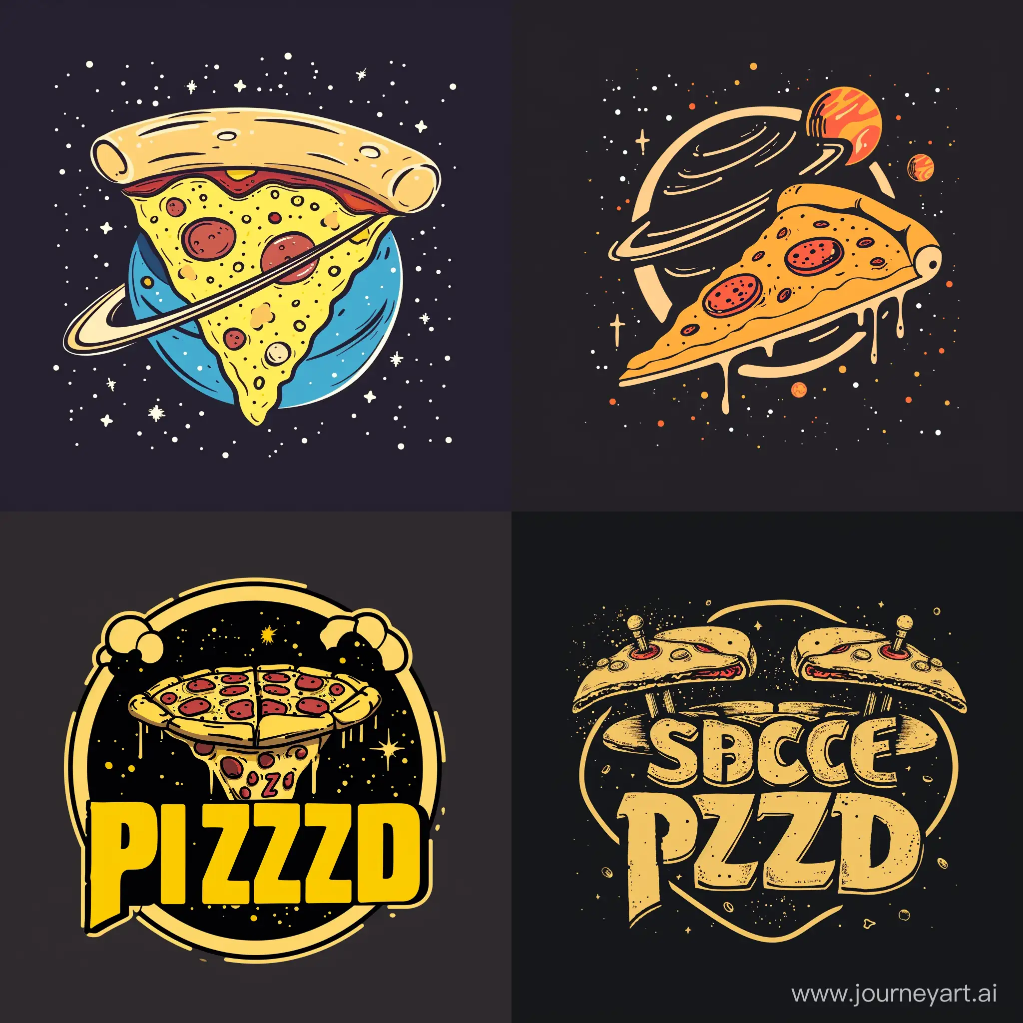 "Space Pizza" Restaurant Logo