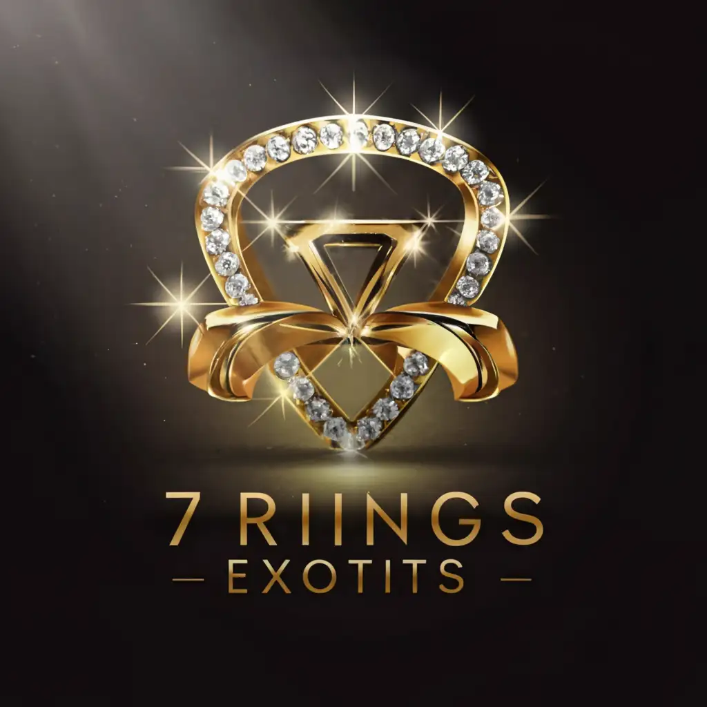 a logo design,with the text "7 Rings Exotics", main symbol:7 Rings V.I.P Card,complex,be used in Entertainment industry,clear background