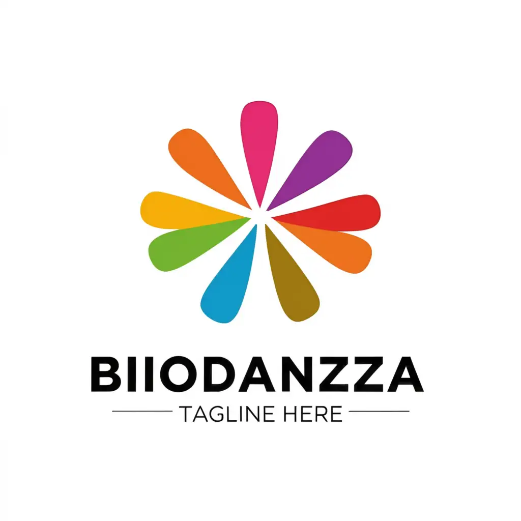 a logo design,with the text "Biodanza", main symbol:seven people dancing together in a perfect circle with hands connected and a colorful composition.,Minimalistic,be used in Home Family industry,clear background