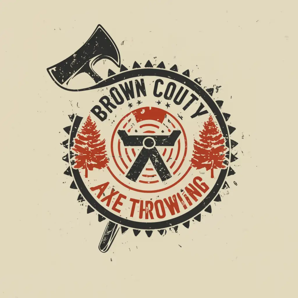 a logo design,with the text "Brown County Axe Throwing", main symbol:Axe head sticking into a round target,Moderate,be used in Entertainment industry,clear background