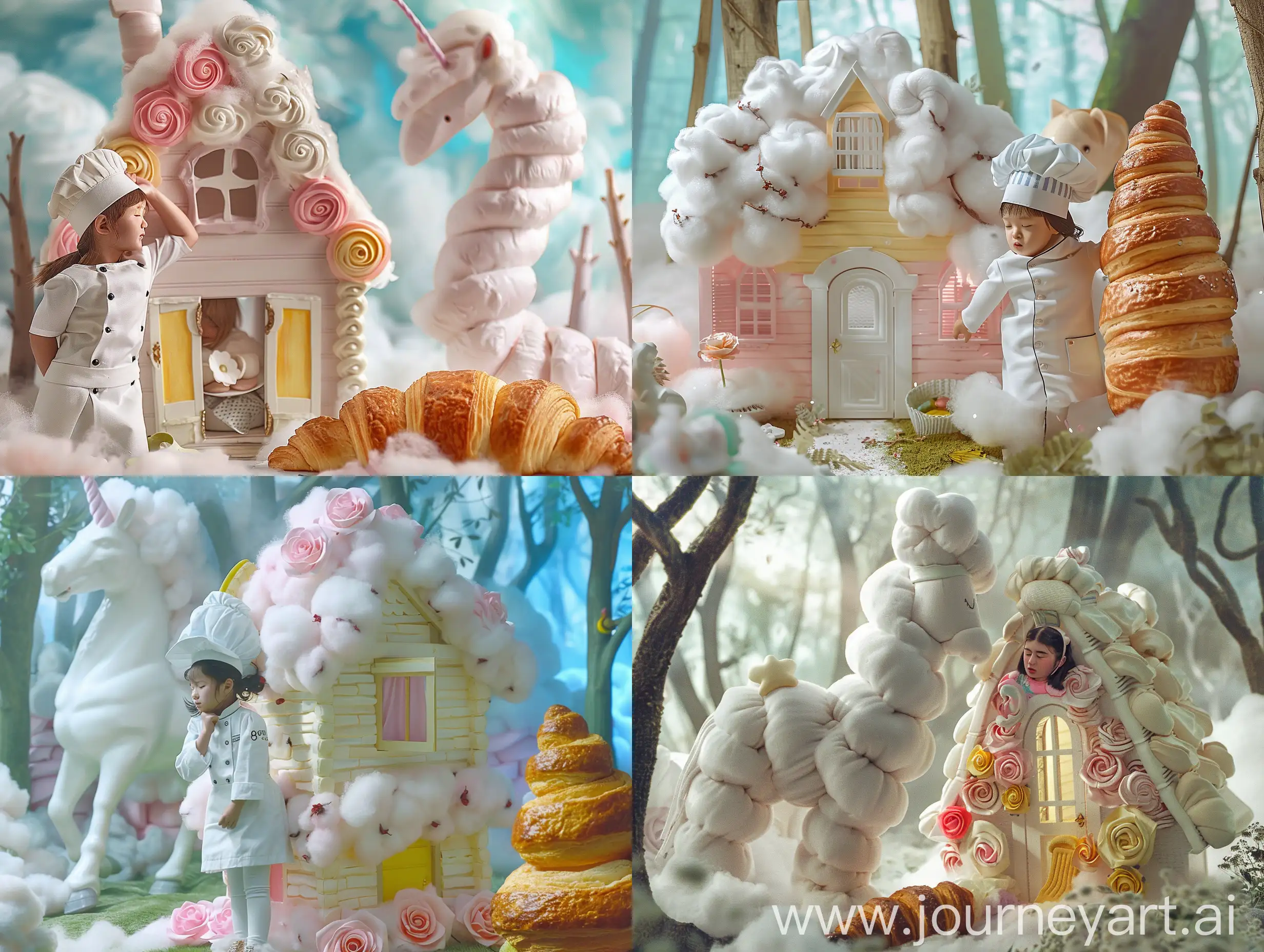 Enchanting-Cotton-Candy-House-with-Giant-Croissant-Fairy-Tale-Fantasy-Art