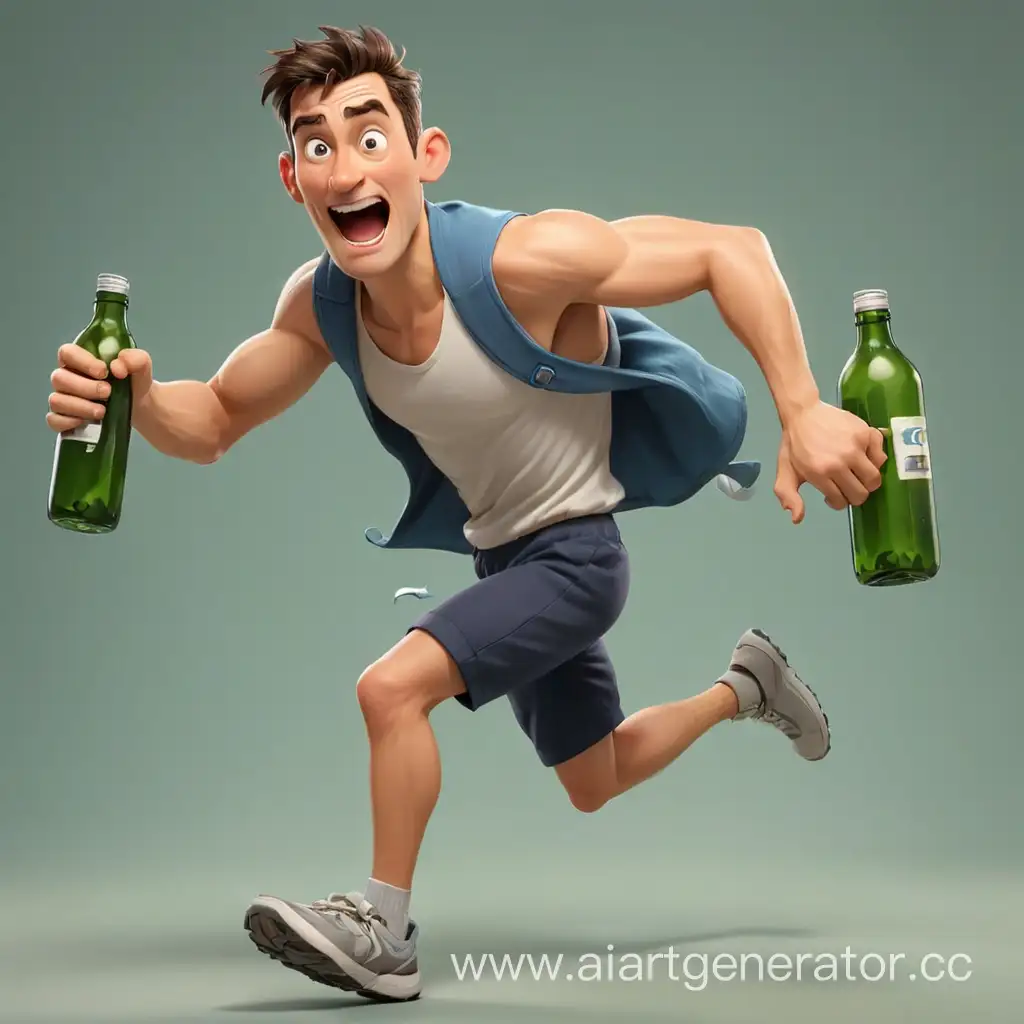 Energetic-Cartoon-Character-Running-with-Bottles