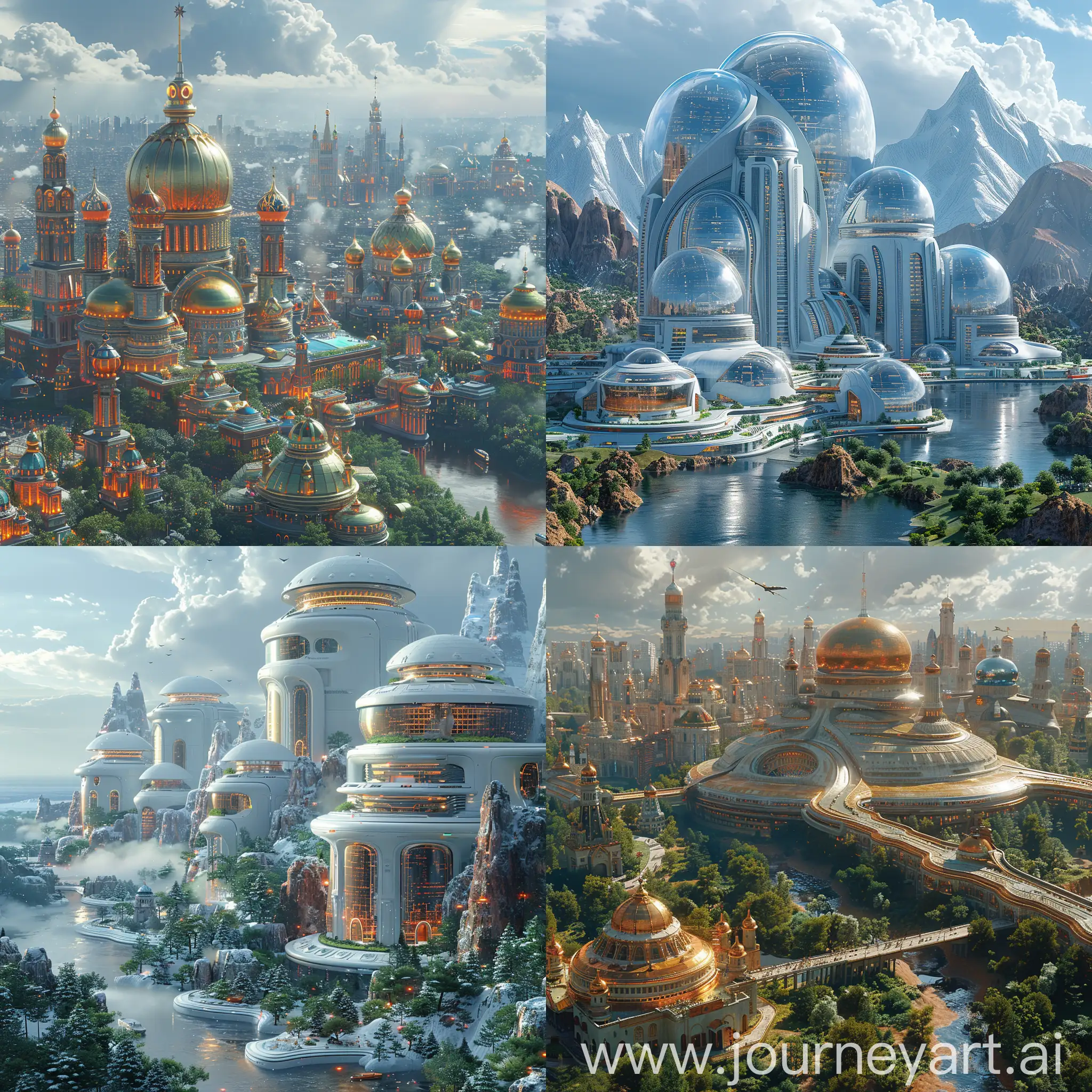 Ultra-modern futuristic Moscow, ultramodern futuristic Moscow, highly developed civilization, octane render --stylize 1000