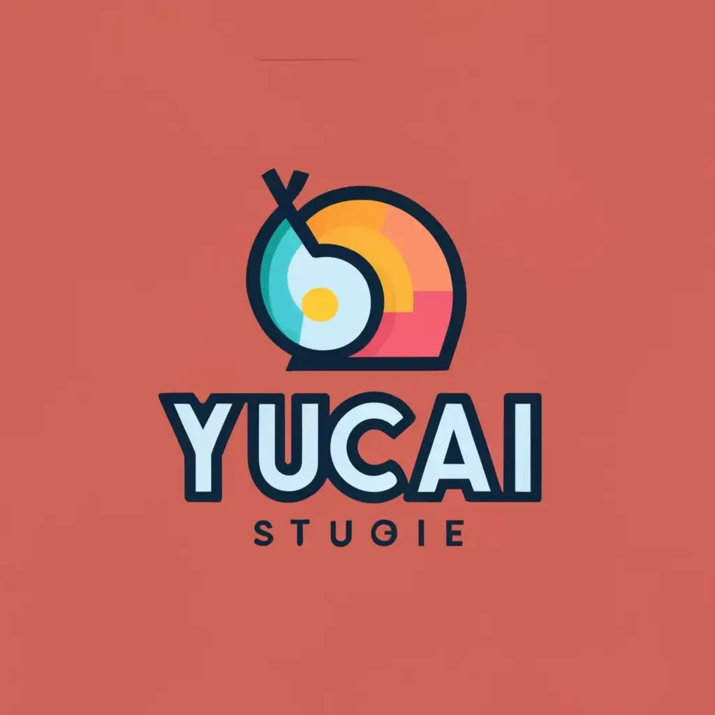 logo, Create a logo for the studio, using a palette to create snail shells, a paintbrush to create snails, and colorful lines to create crawling trajectories, creating a vivid, interesting, and artistic logo. Cute., with the text "yucai", typography