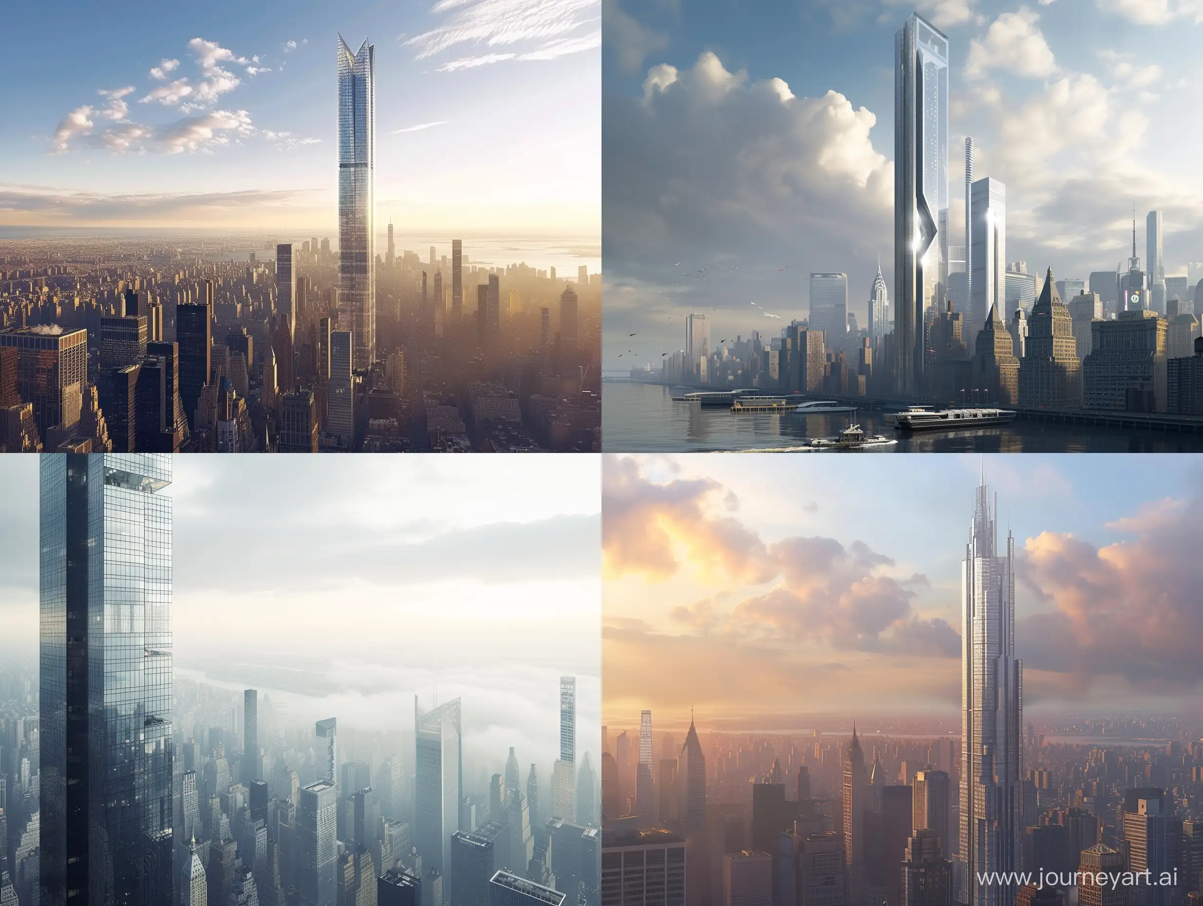 tall futuristic modern skyscraper building concept for new york city, very detailed, architecture, accurate,