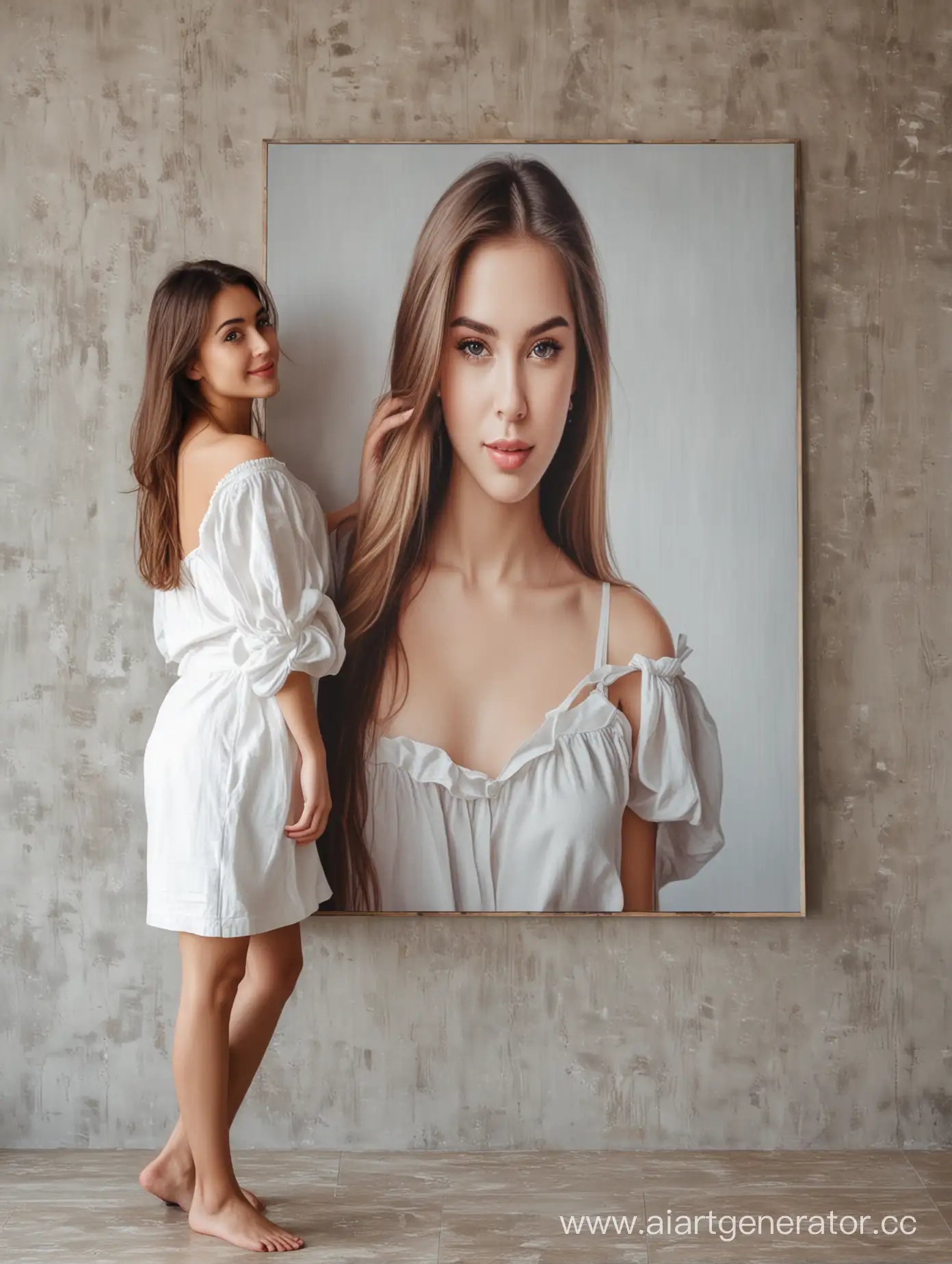 Beautiful-Girl-Holding-Large-Canvas-Portrait