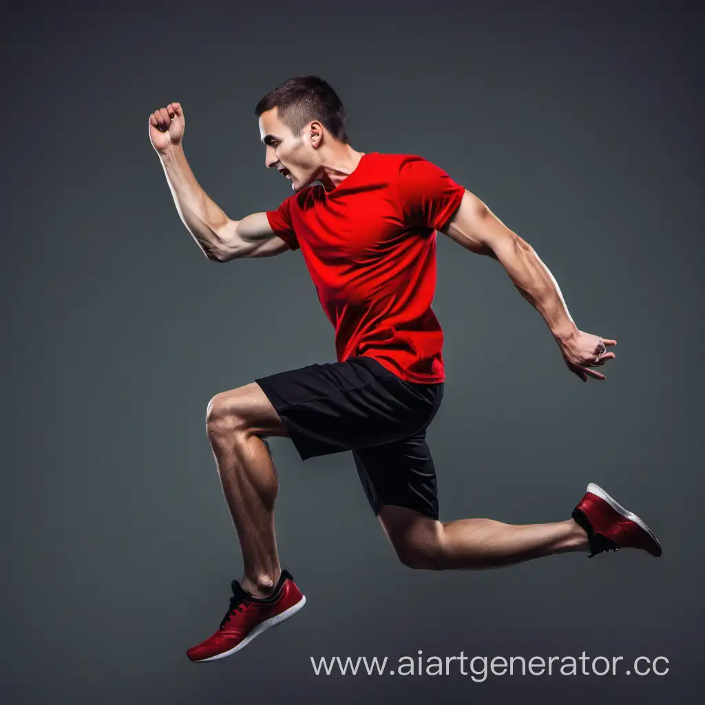 Dynamic-Athlete-Jumping-in-Red-TShirt