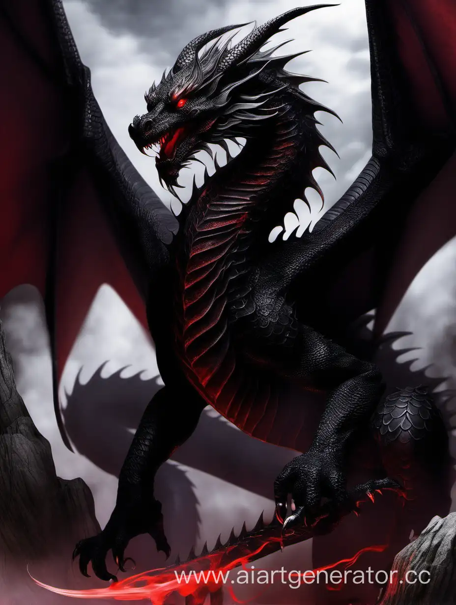 Чёрный дракон с красными глазами 