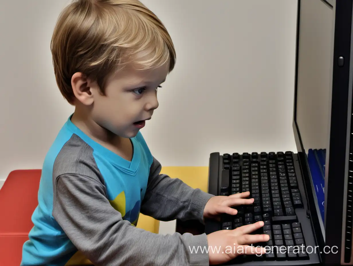 маленький мальчик 4 года познал что такое компьютер видно экран компьютером