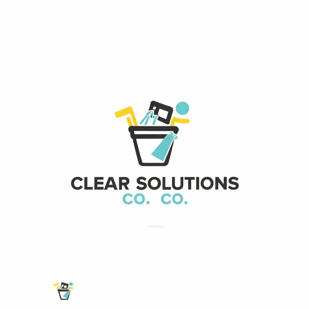 LOGO-Design-For-Clear-Solutions-Co-Simplistic-Representation-of-Cleaning-Supplies-on-a-Clear-Background