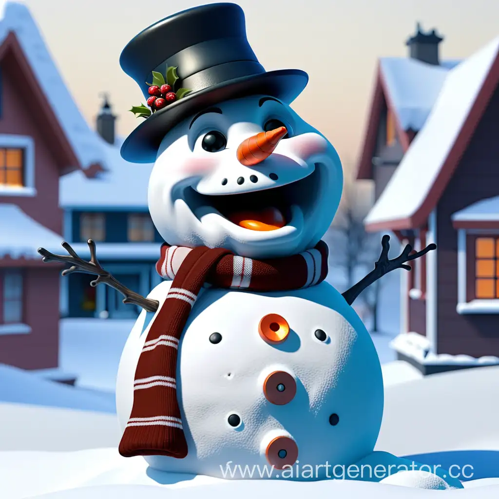 Chatty-Snowman-Engages-in-Winter-Conversation