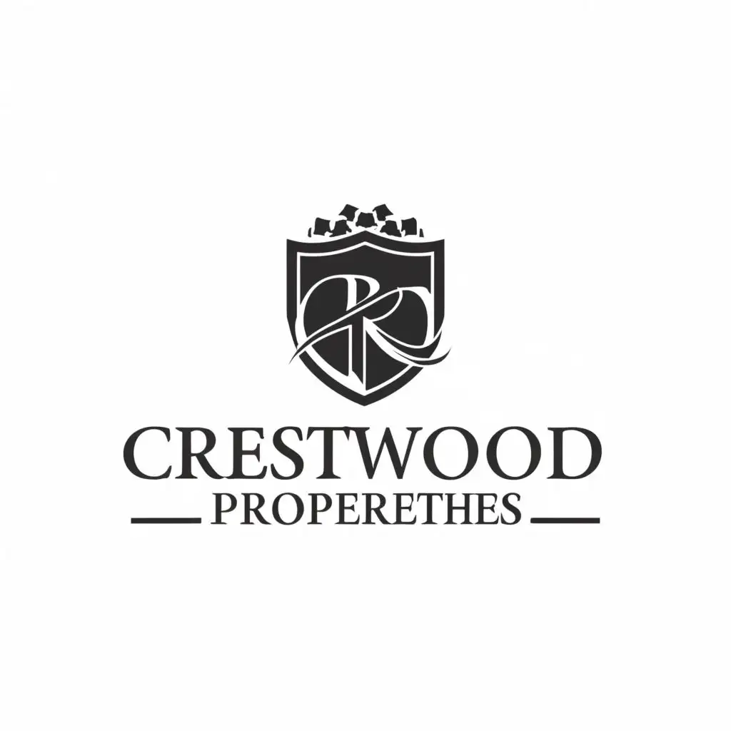 logo, a CREST WRITTEN CRESTWOOD KENYA, with the text "Crestwood Properties", typography, be used in Real Estate industry