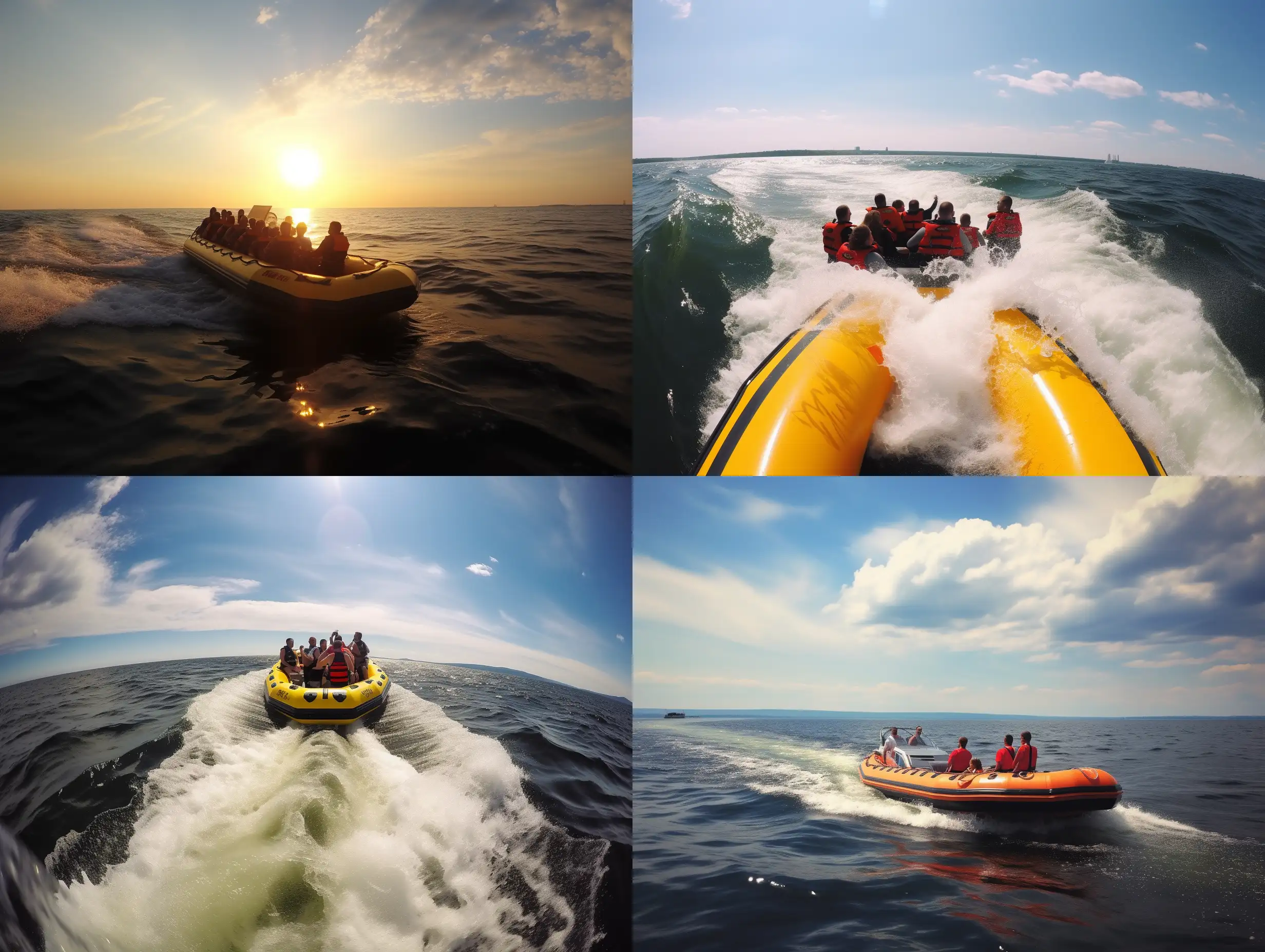  Thrilling RIB boat rides in Sopot, Poland, cutting through the Baltic waves with unbridled energy and excitement, The sleek, agile design of RIB boats promises an adrenaline-fueled adventure on the water, making every turn and speed burst a moment of exhilaration. Amidst the splashing waves, riders experience the joy of speed, the freedom of the sea, and the beauty of the coastline, Photographed by Emma Brown, using a Canon EOS 1D X Mark III with a 70-200mm lens, the scene is lit with a combination of natural daylight and high-speed sync flash to capture the sparkling water and fast-moving action, Award Winning Photography style, High-Dynamic-Range Imaging, 8K, Ultra-HD, Super-Resolution. --v 5 --q 2