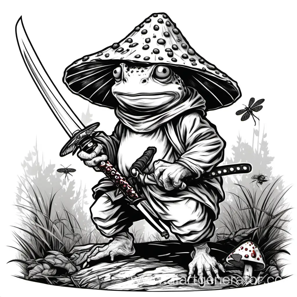 Grung-Warrior-with-Katana-and-Fly-Agaric-Hat-in-Mystical-Forest